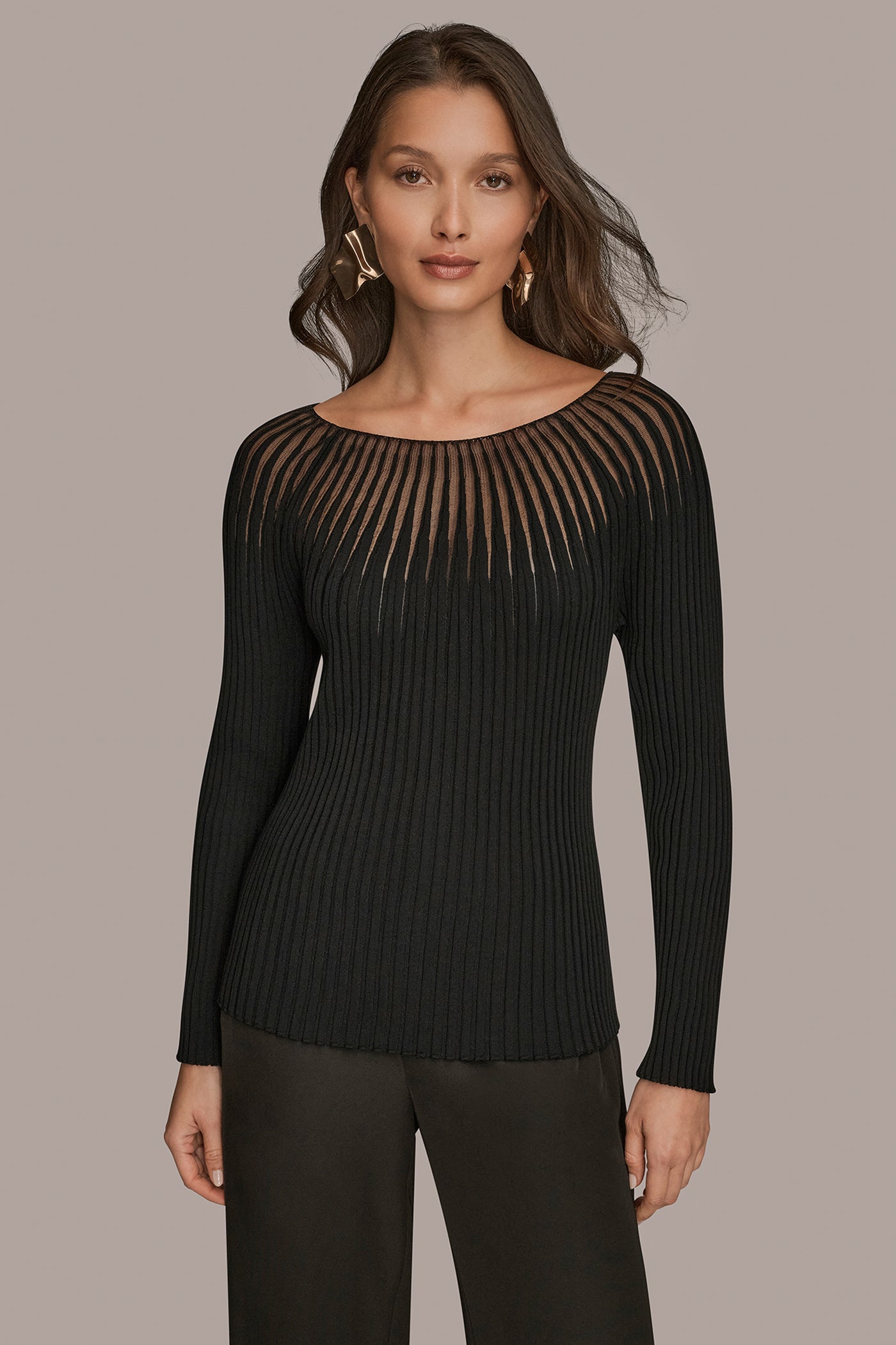 SHEER RIBBED SWEATER | View 1 | Sweaters