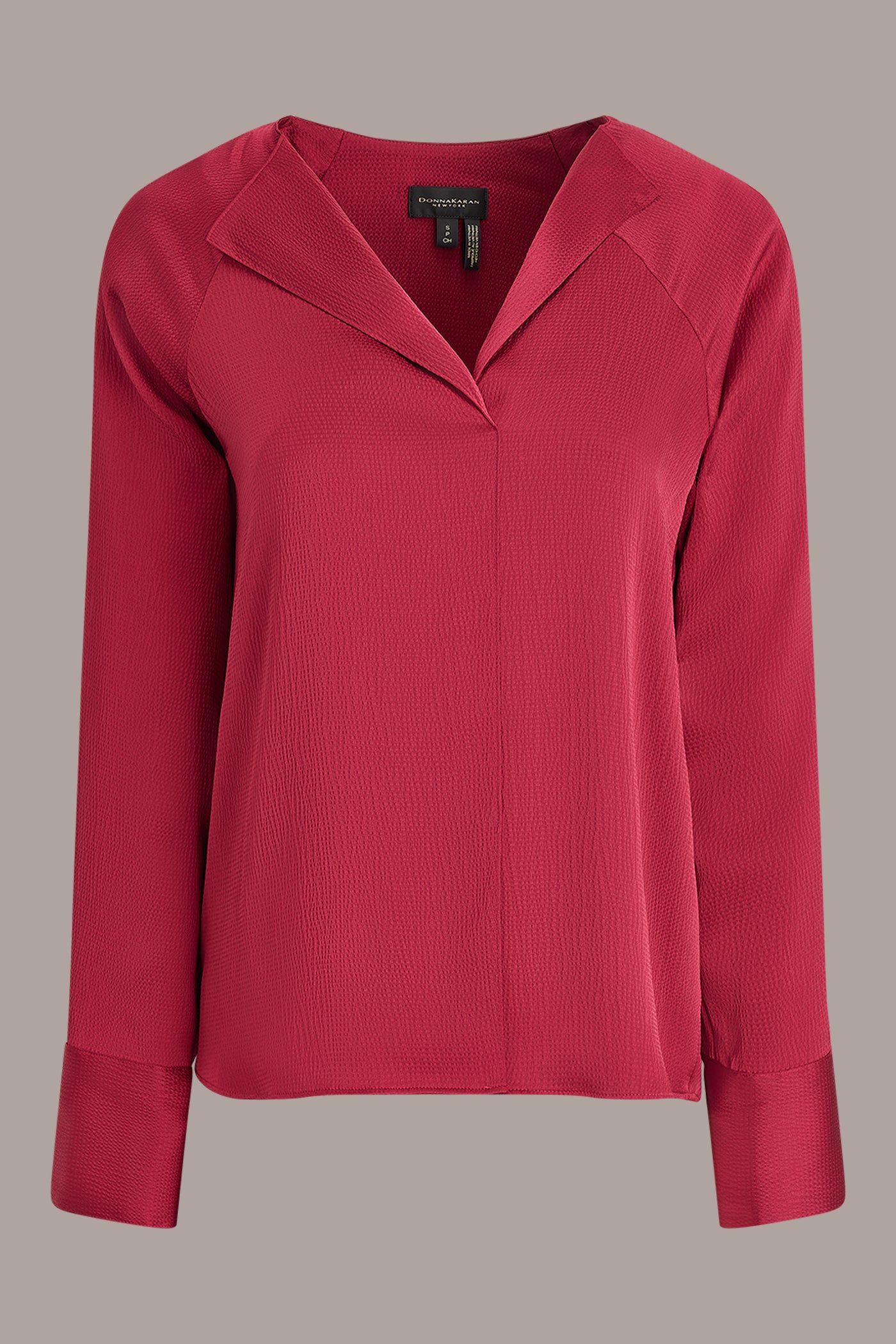 HAMMERED SATIN LONG SLEEVE V-NECK TOP VIEW 7 | Tops & Sweaters
