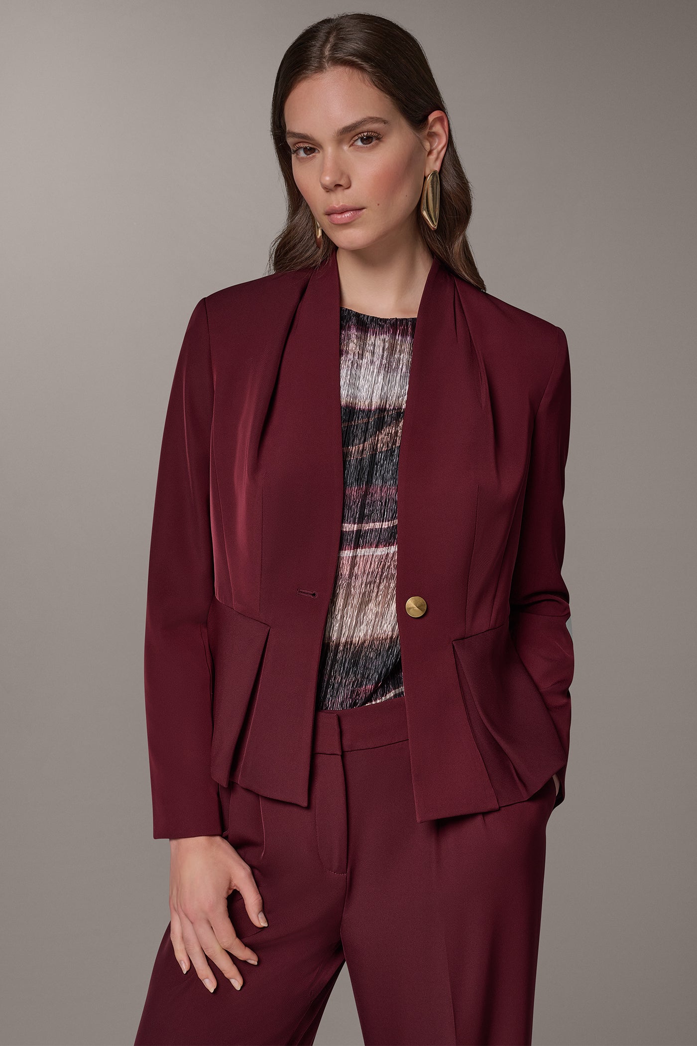 ONE BUTTON PEPLUM BLAZER VIEW 1