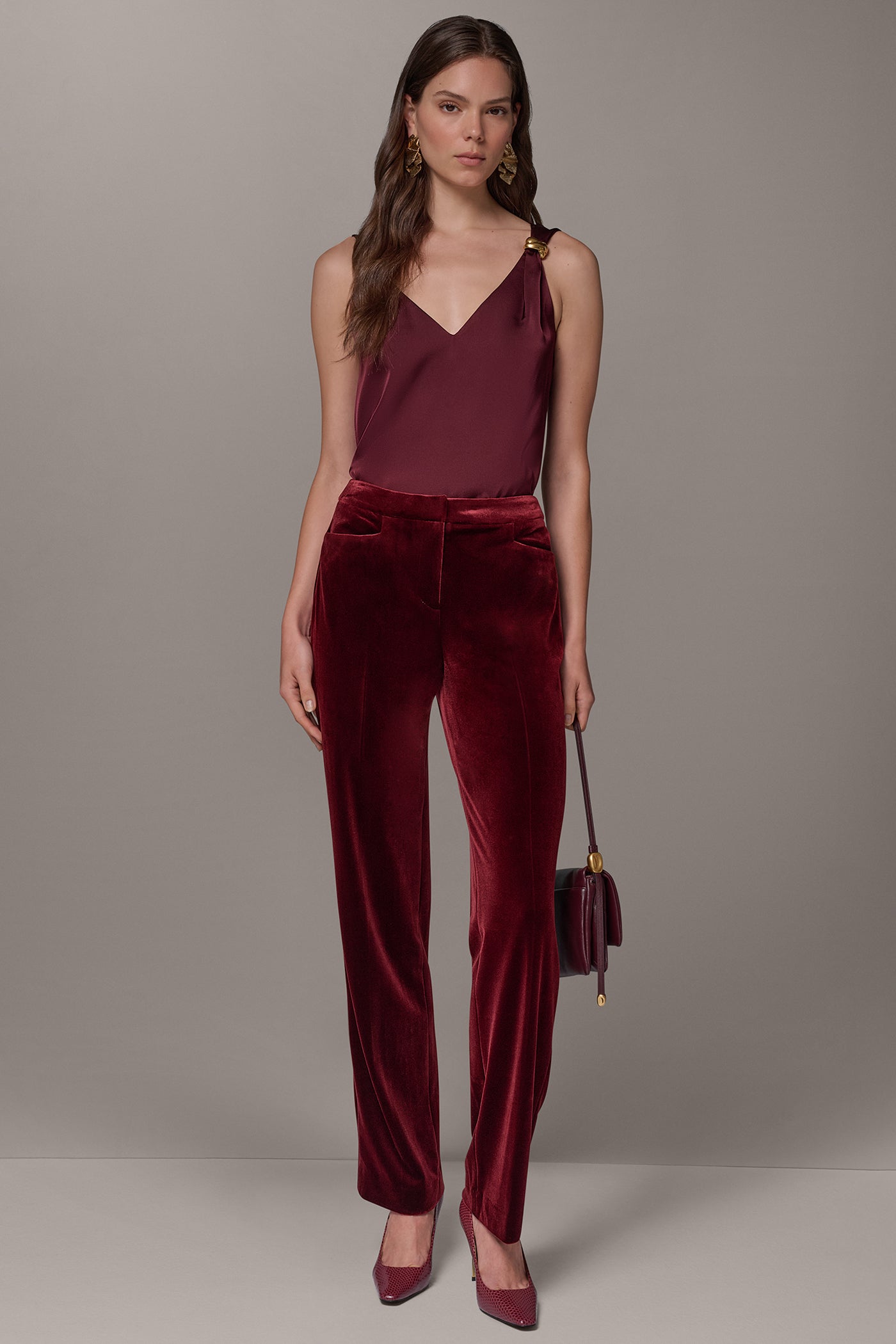 MID-RISE VELVET STRAIGHT-LEG SUIT PANT VIEW 7