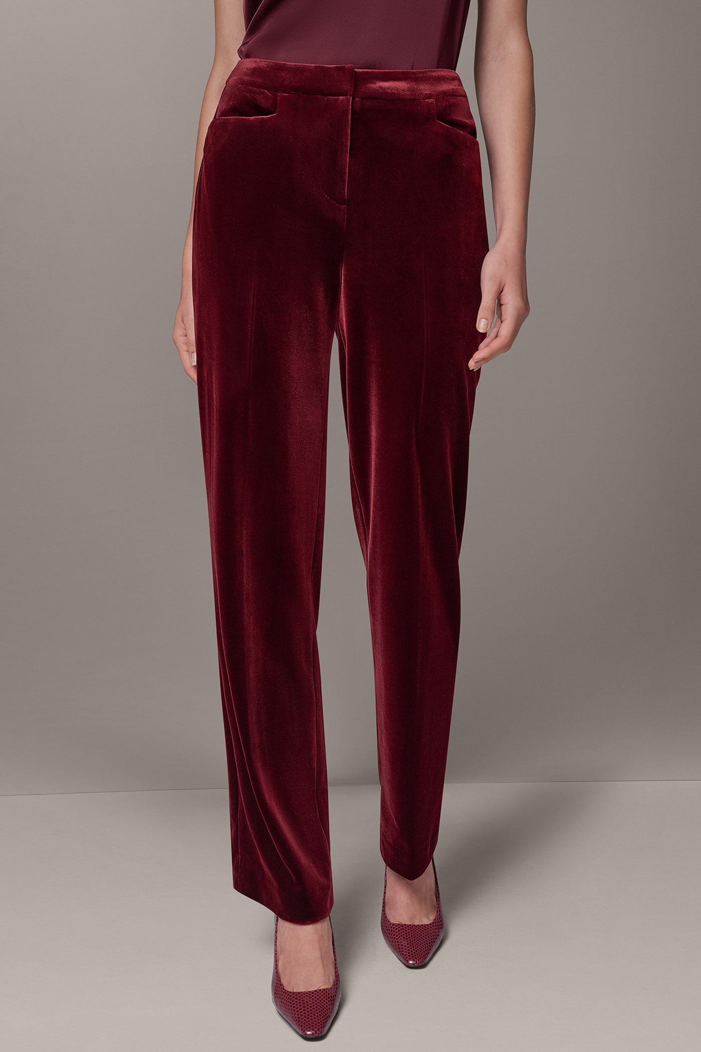 MID-RISE VELVET STRAIGHT-LEG SUIT PANT VIEW 1
