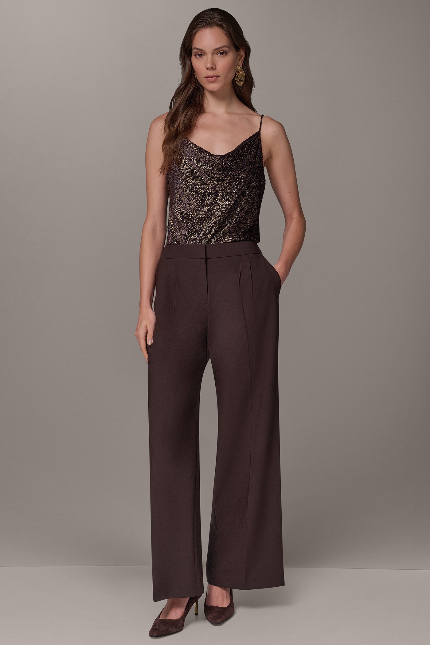 HIGH-RISE PLEATED WIDE-LEG SUIT PANT VIEW 5