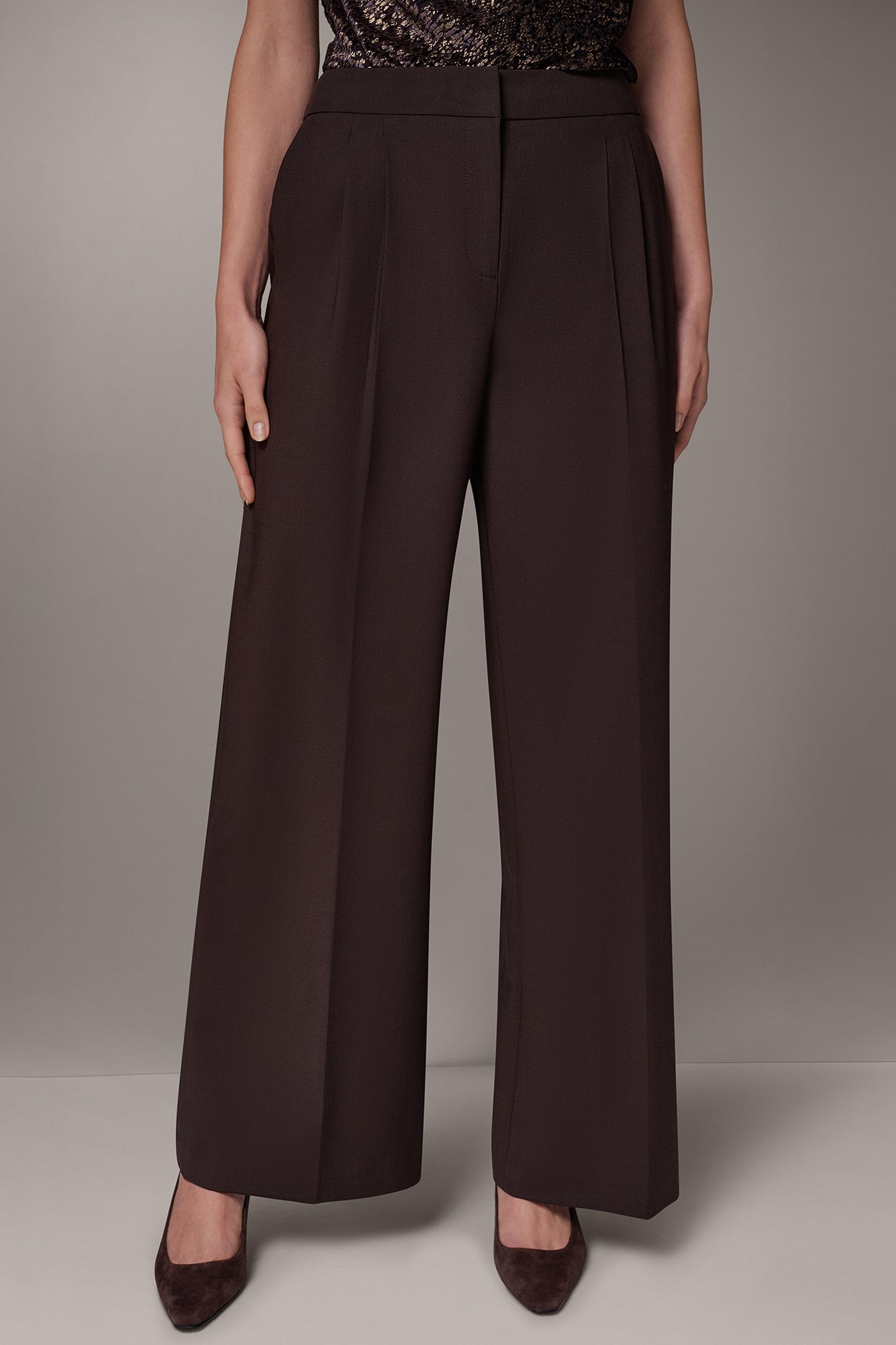 HIGH-RISE PLEATED WIDE-LEG SUIT PANT VIEW 1
