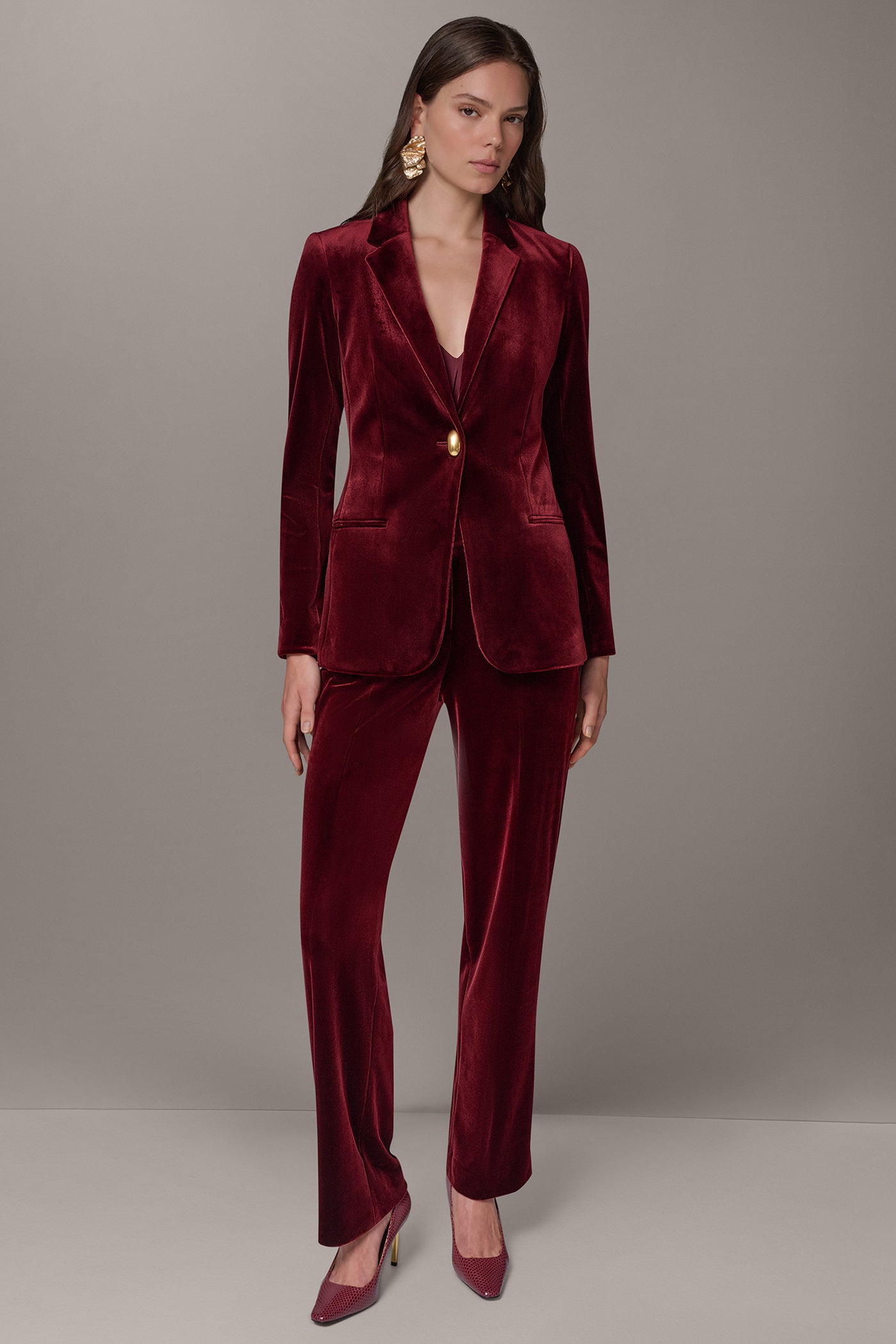 VELVET ONE BUTTON SUIT BLAZER VIEW 9