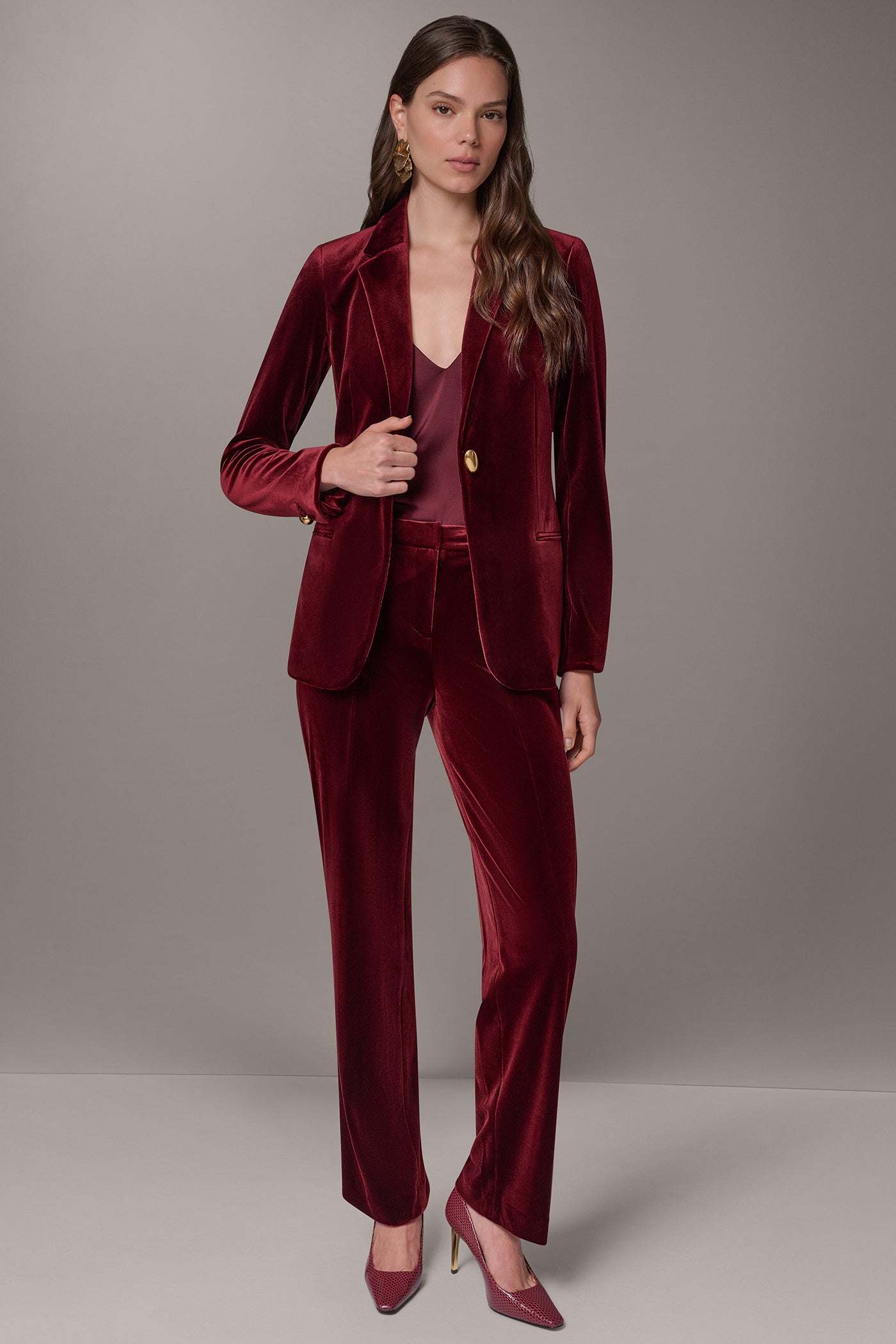 VELVET ONE BUTTON SUIT BLAZER VIEW 10