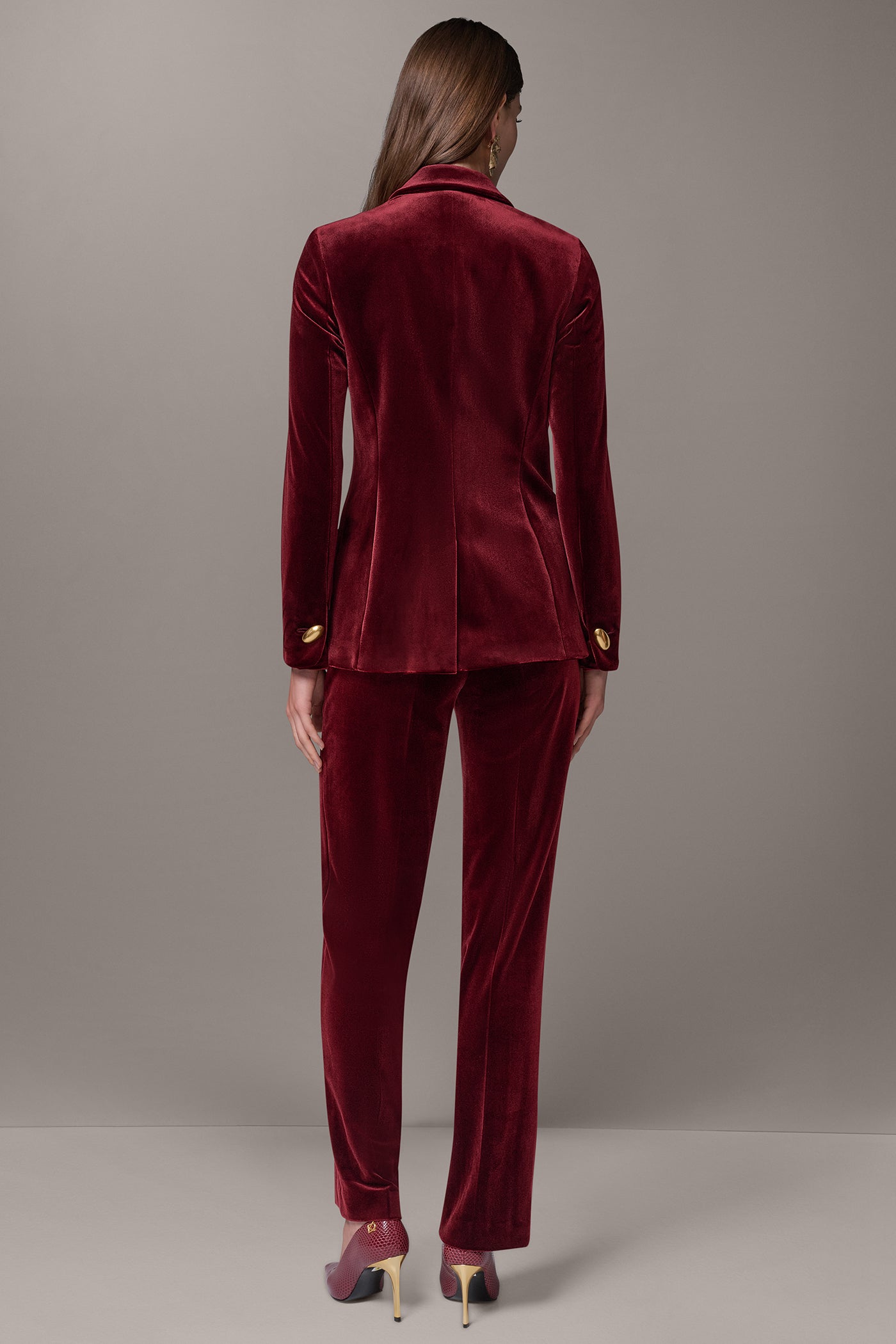 VELVET ONE BUTTON SUIT BLAZER VIEW 8