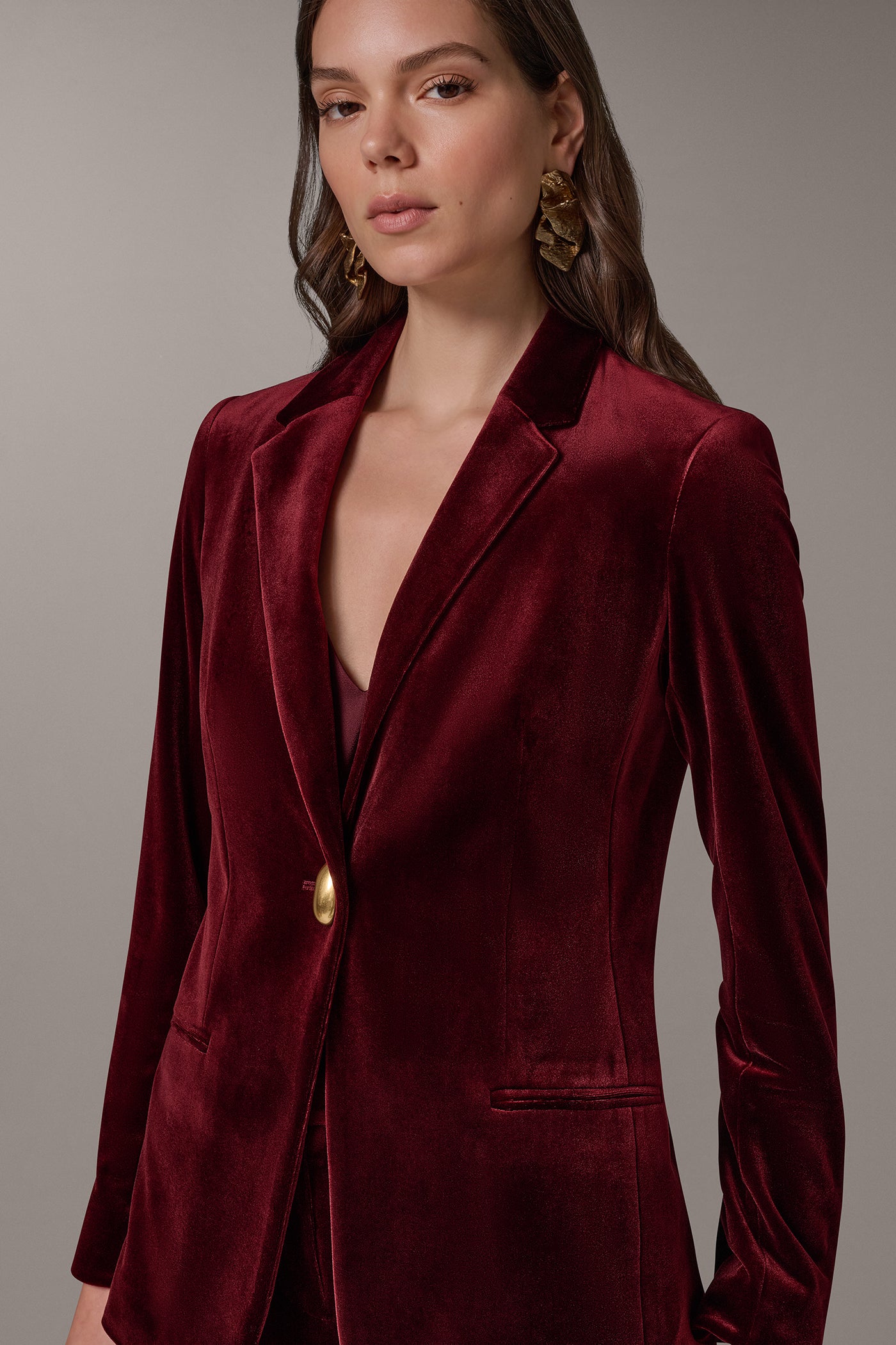 VELVET ONE BUTTON SUIT BLAZER VIEW 4