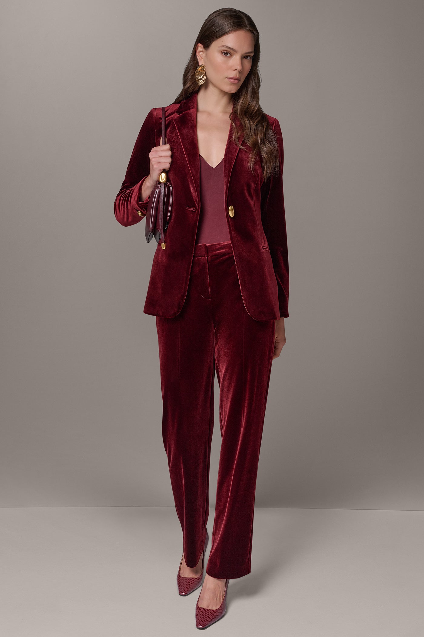 VELVET ONE BUTTON SUIT BLAZER VIEW 7