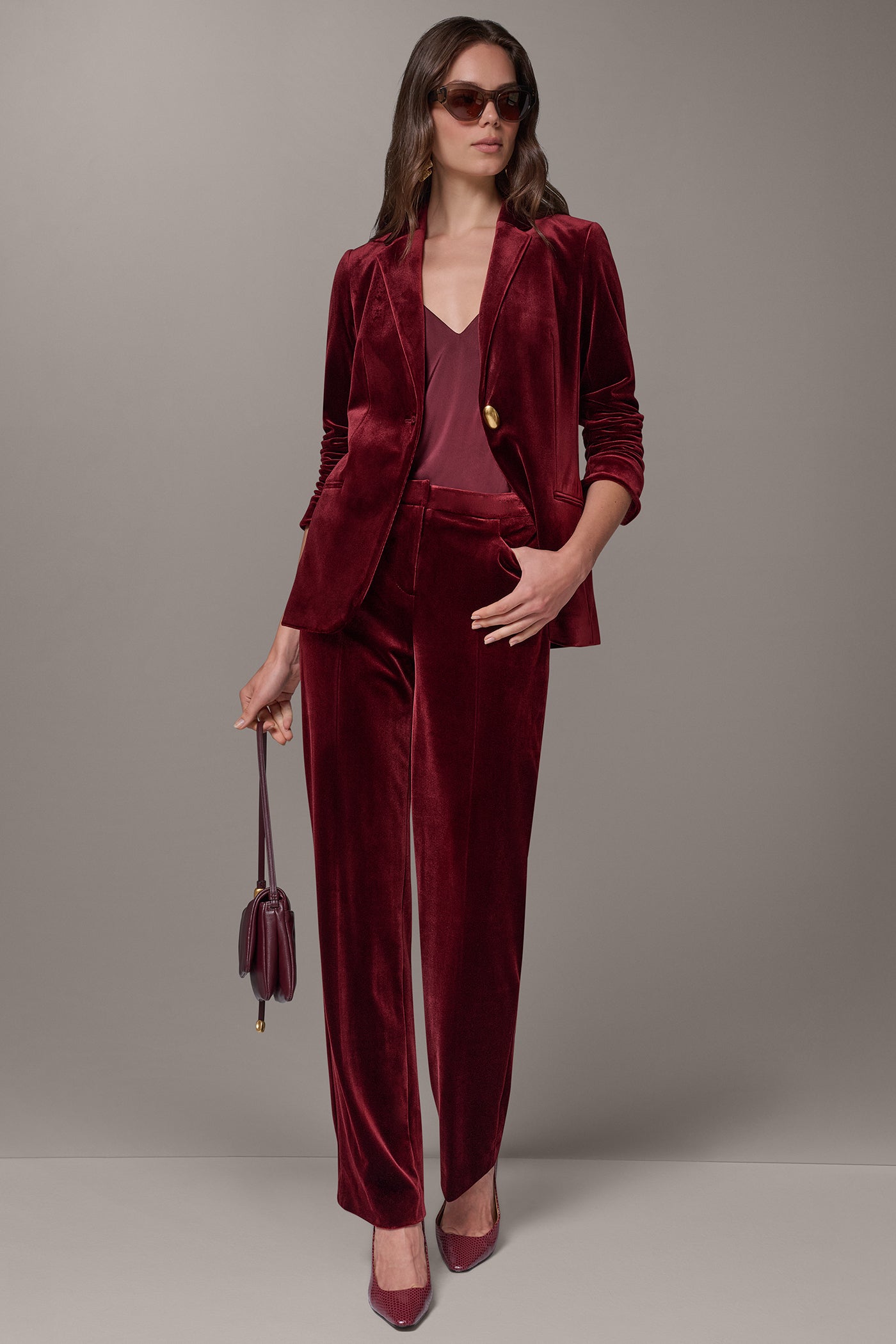 VELVET ONE BUTTON SUIT BLAZER VIEW 11