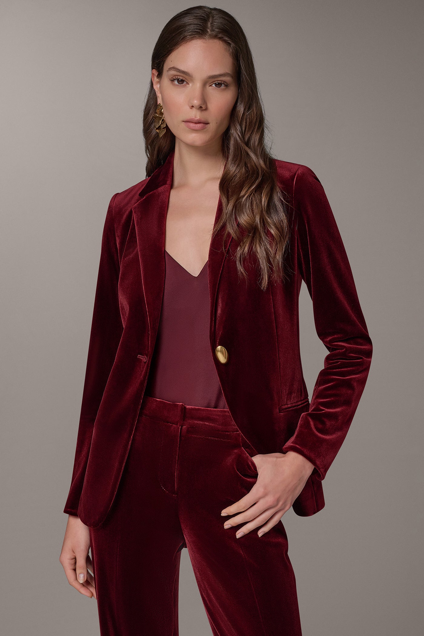 VELVET ONE BUTTON SUIT BLAZER VIEW 5