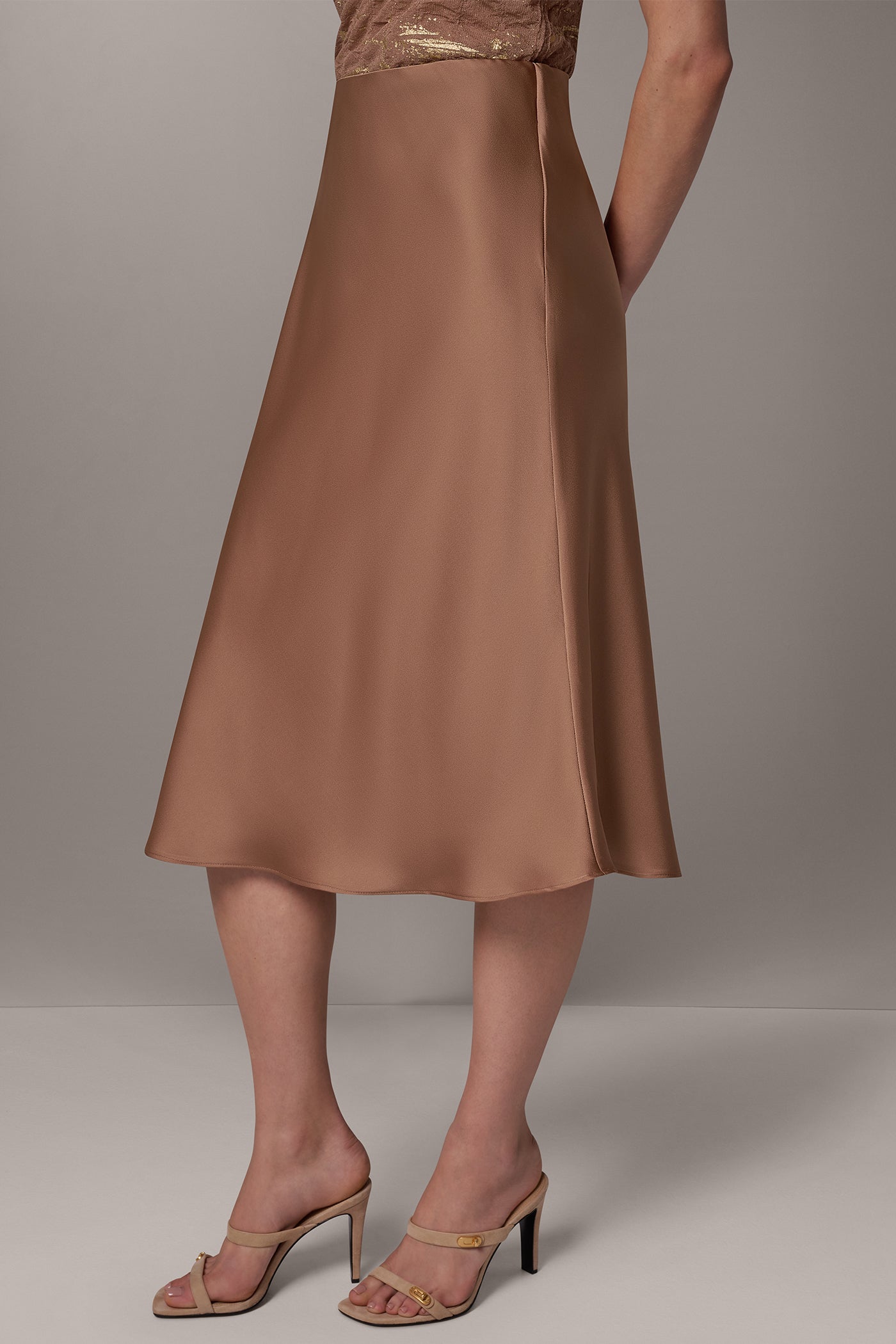 SATIN MIDI SKIRT VIEW 3 | Clothing