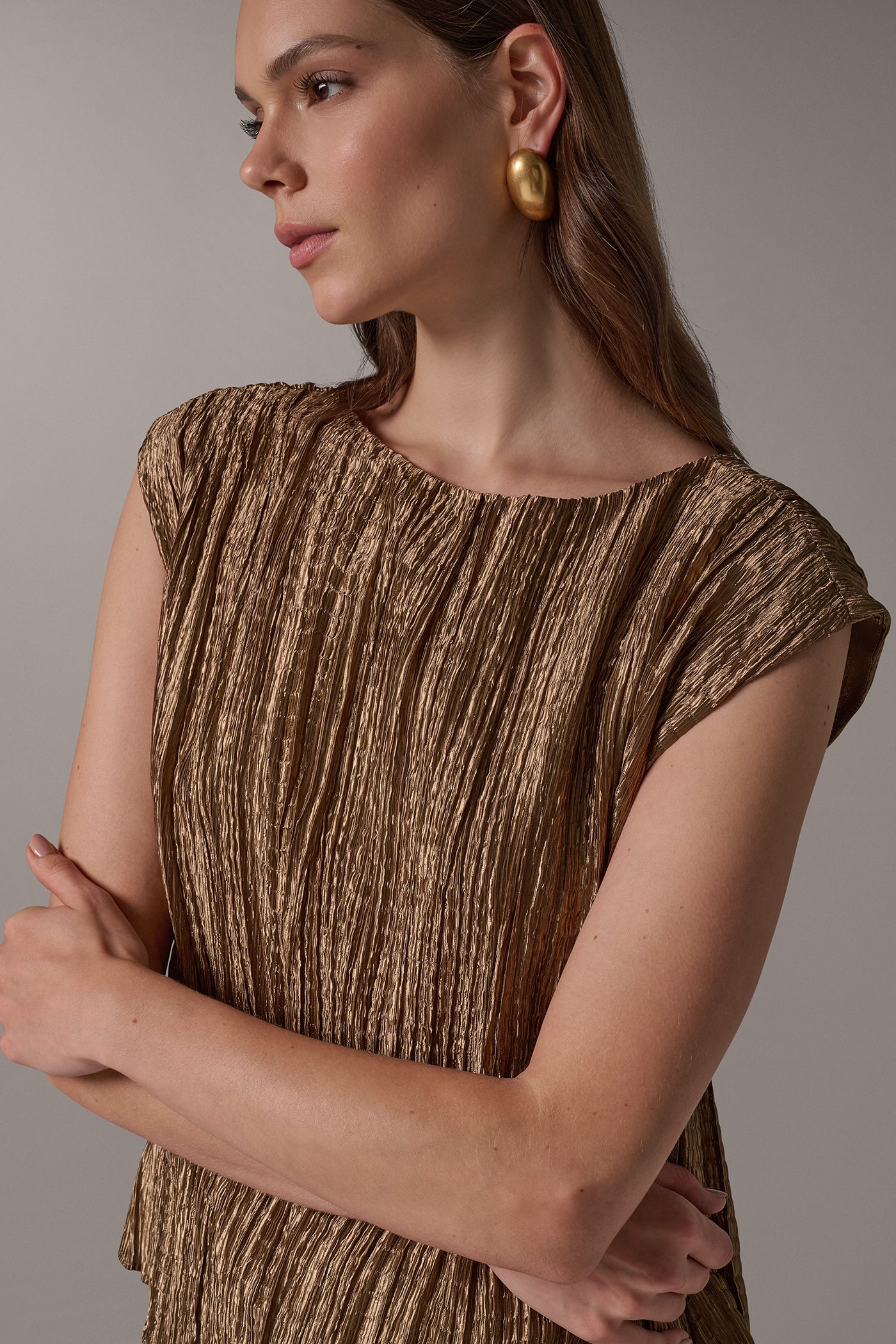 METALLIC CRINKLE BLOUSE (alternate view)