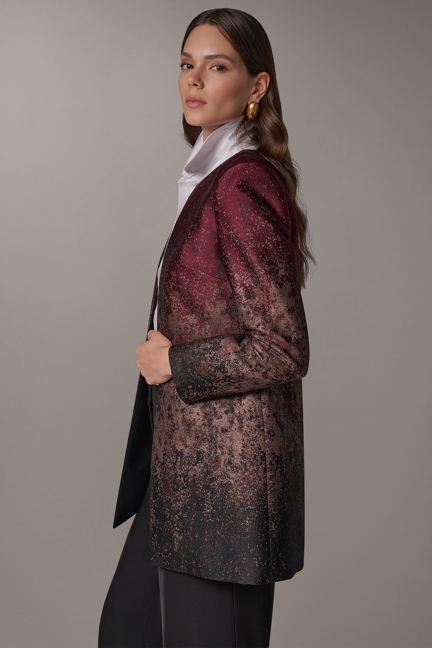 METALLIC OPEN-FRONT JACKET VIEW 4