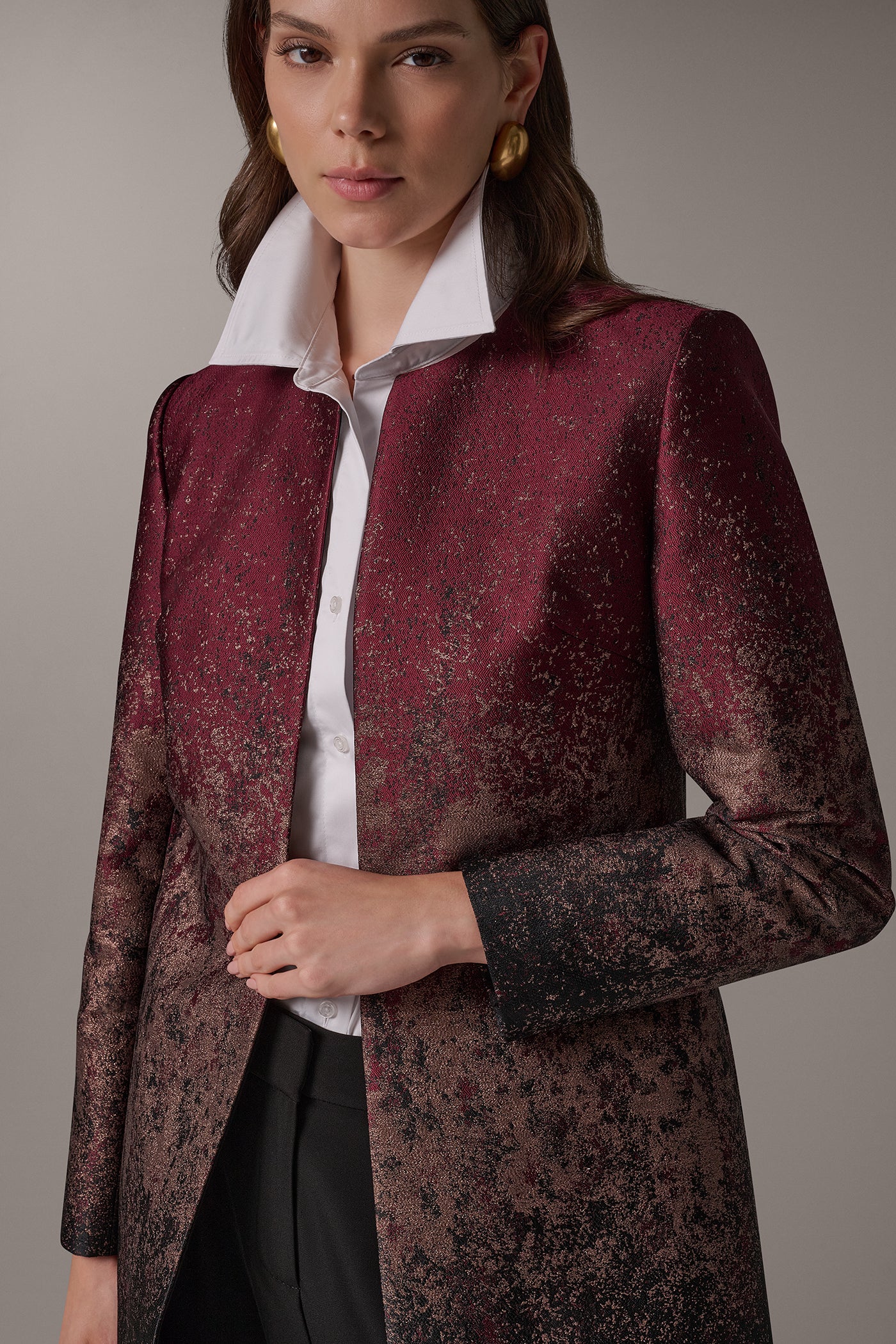 METALLIC OPEN-FRONT JACKET VIEW 2