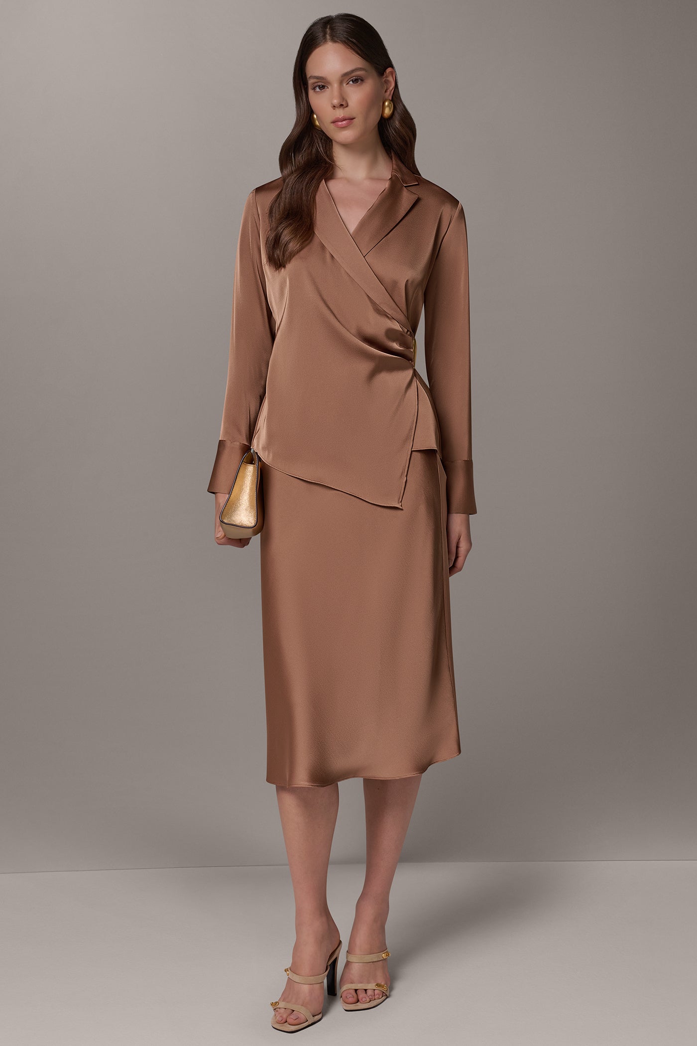 FAUX WRAP LONG-SLEEVE BLOUSE VIEW 4 | New Arrivals