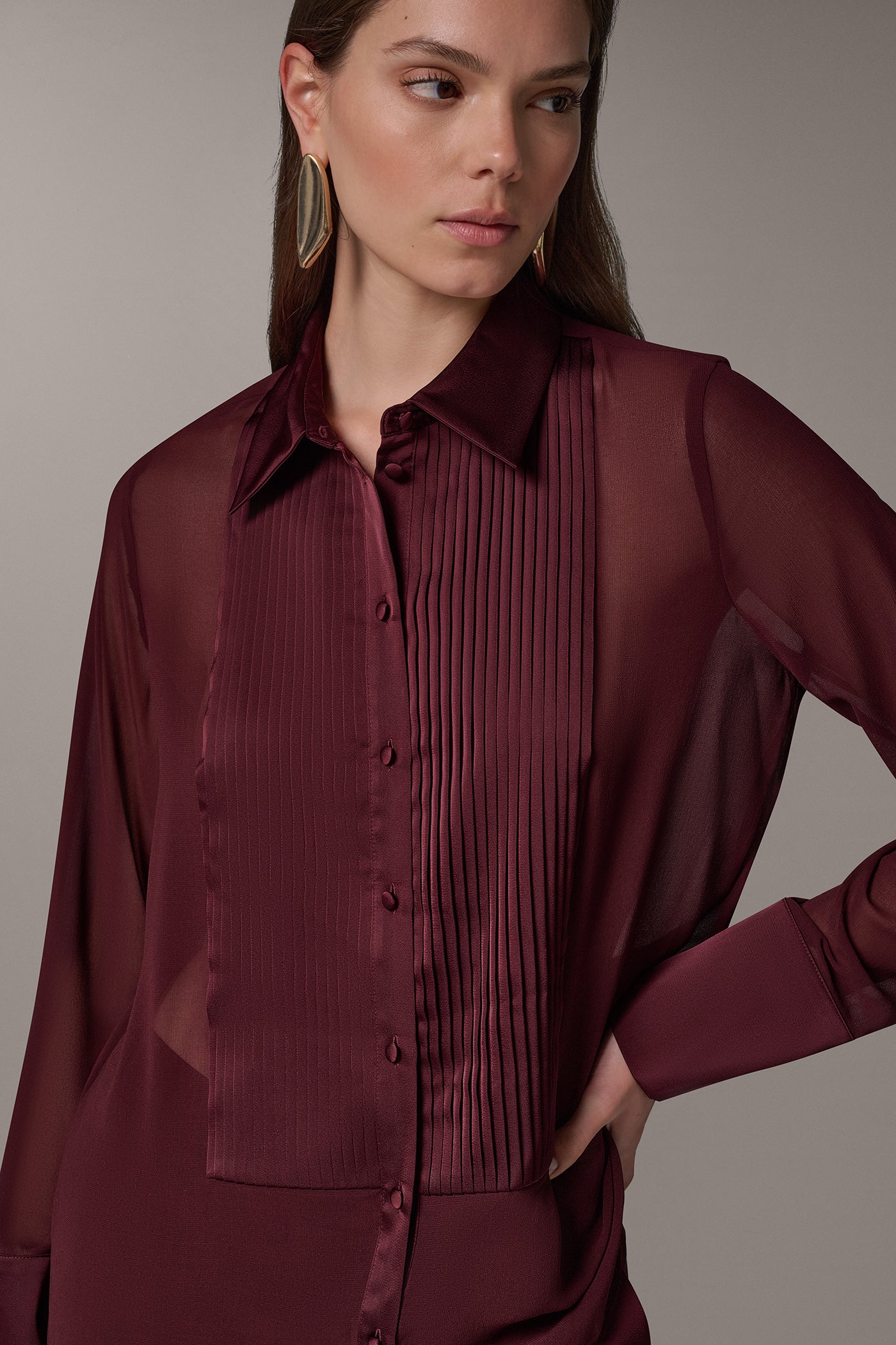 CHIFFON TUXEDO BLOUSE VIEW 5