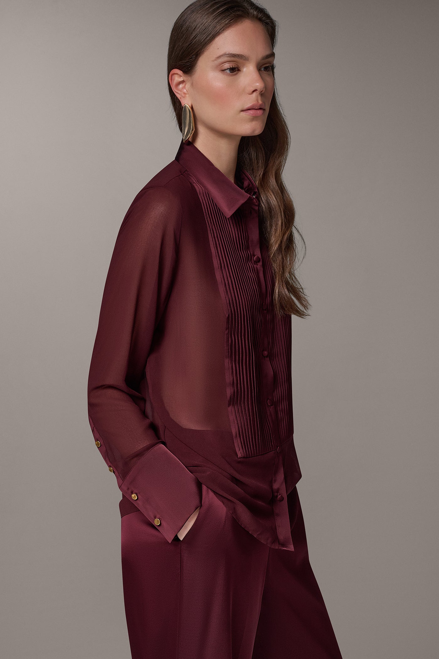 CHIFFON TUXEDO BLOUSE VIEW 4