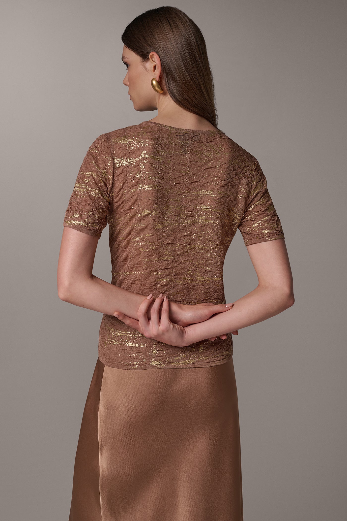 METALLIC SHEER SWEATER VIEW 4 | Clothing
