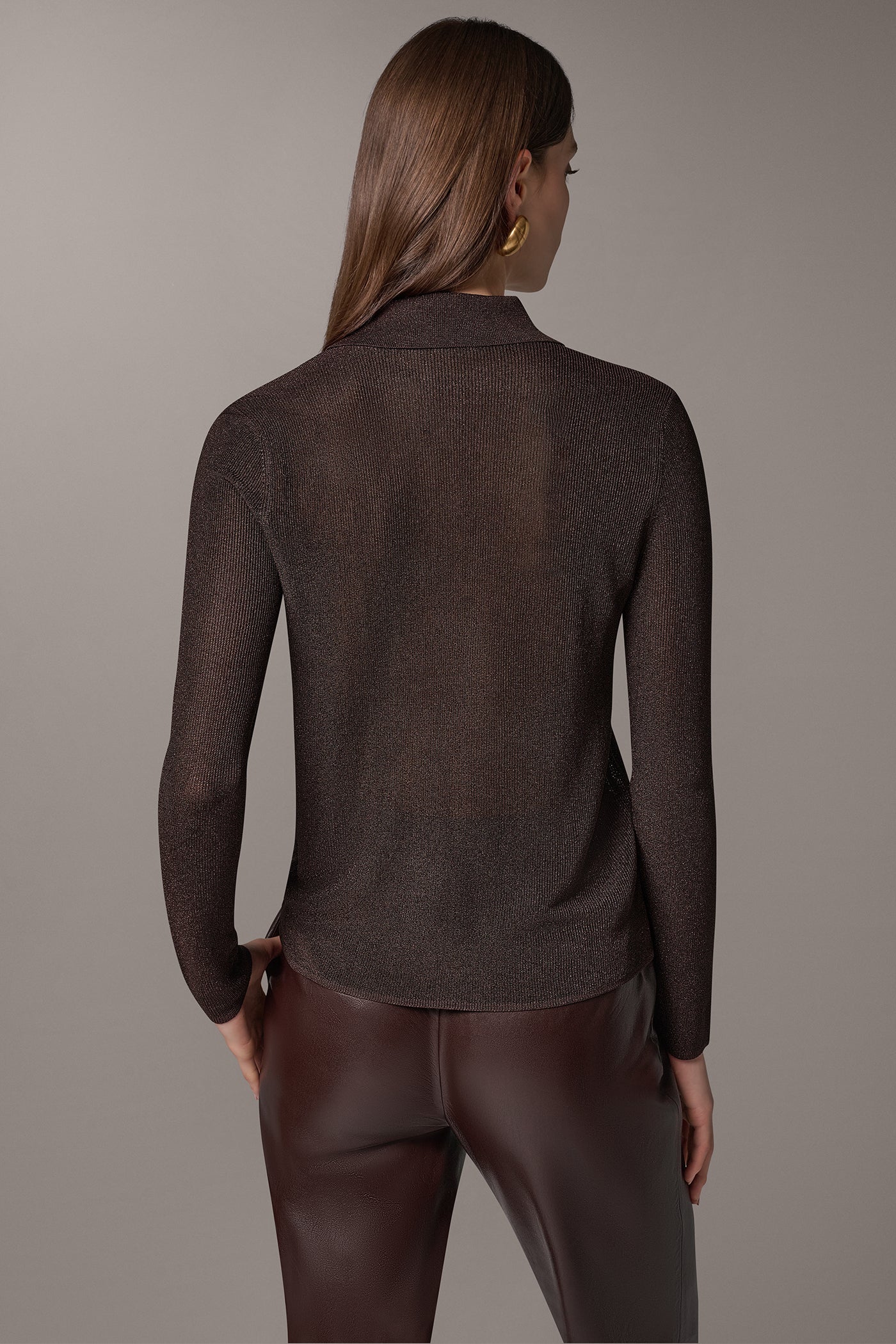 METALLIC BUTTON FRONT SWEATER VIEW 4