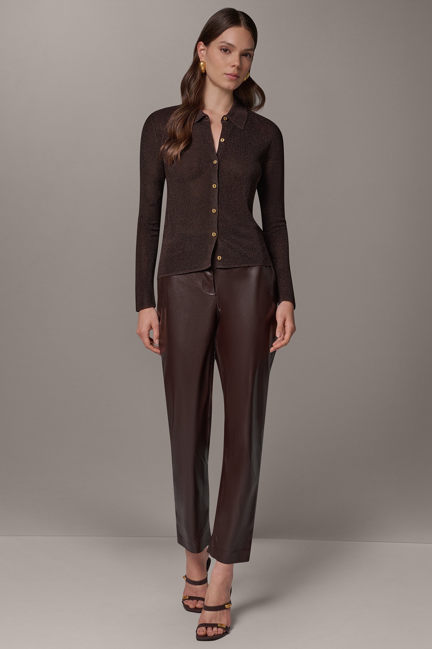 METALLIC BUTTON FRONT SWEATER VIEW 7