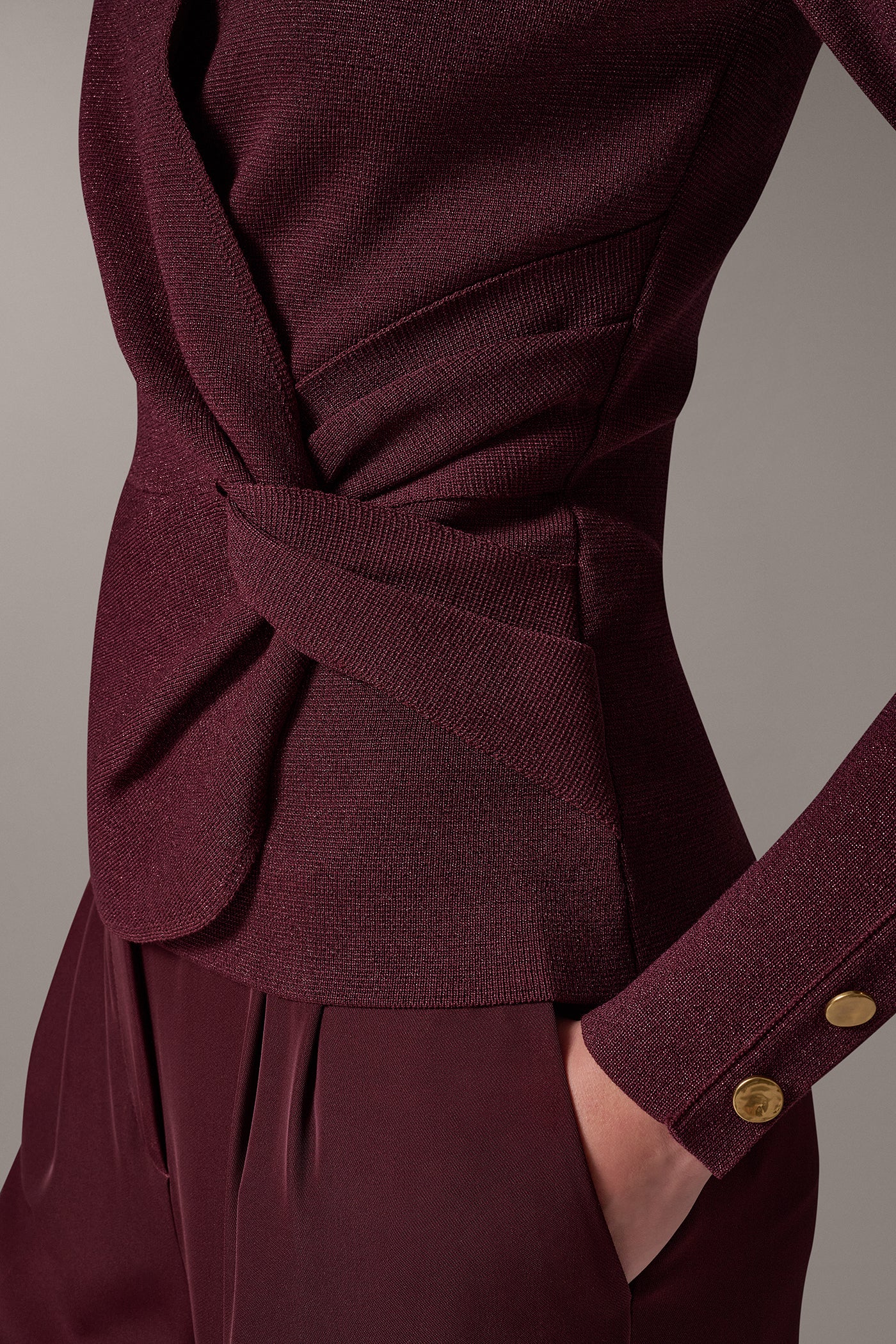 FAUX-WRAP SWEATER TOP VIEW 5