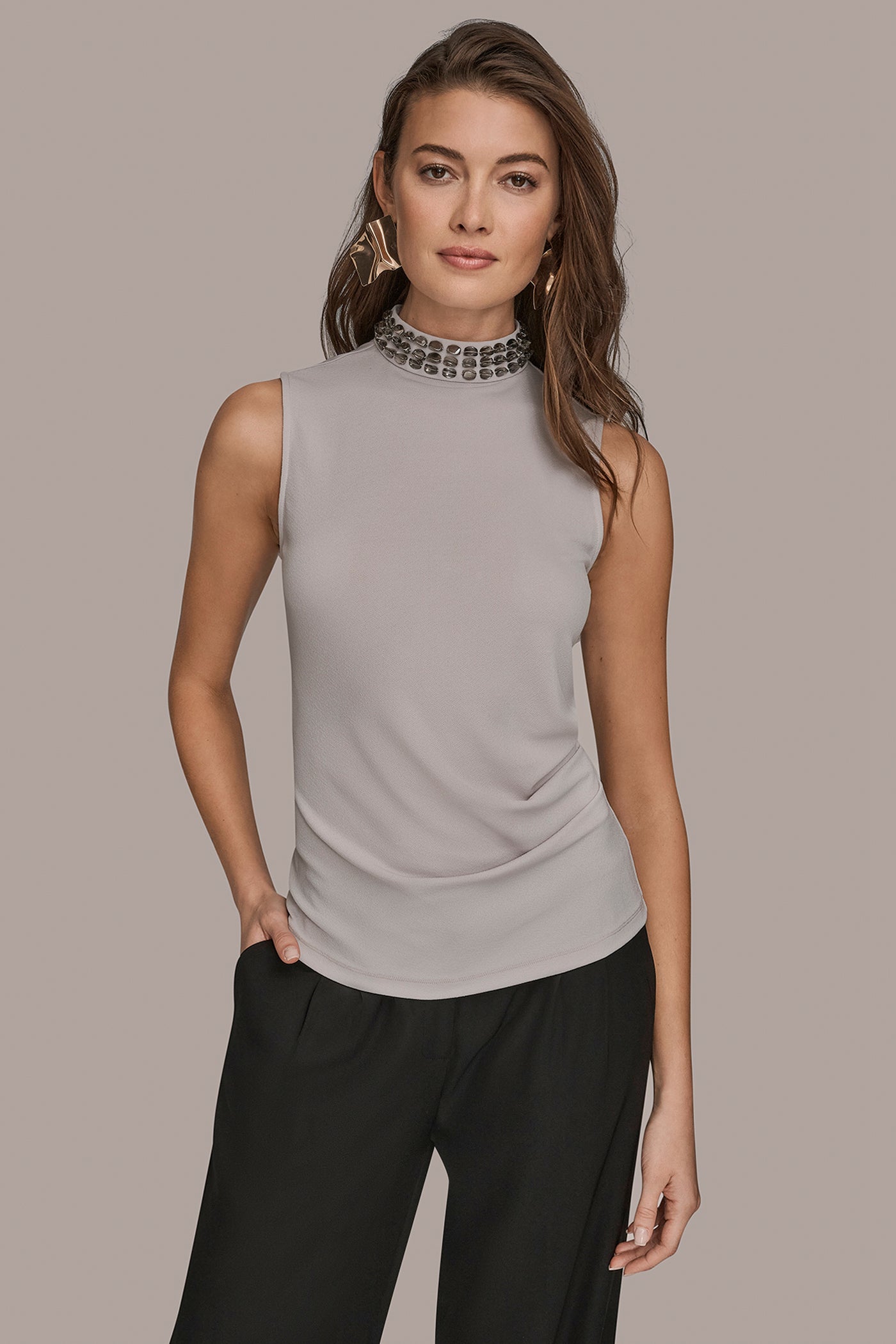 EMBELLISHED MOCK NECK TOP | View 1 | Tops