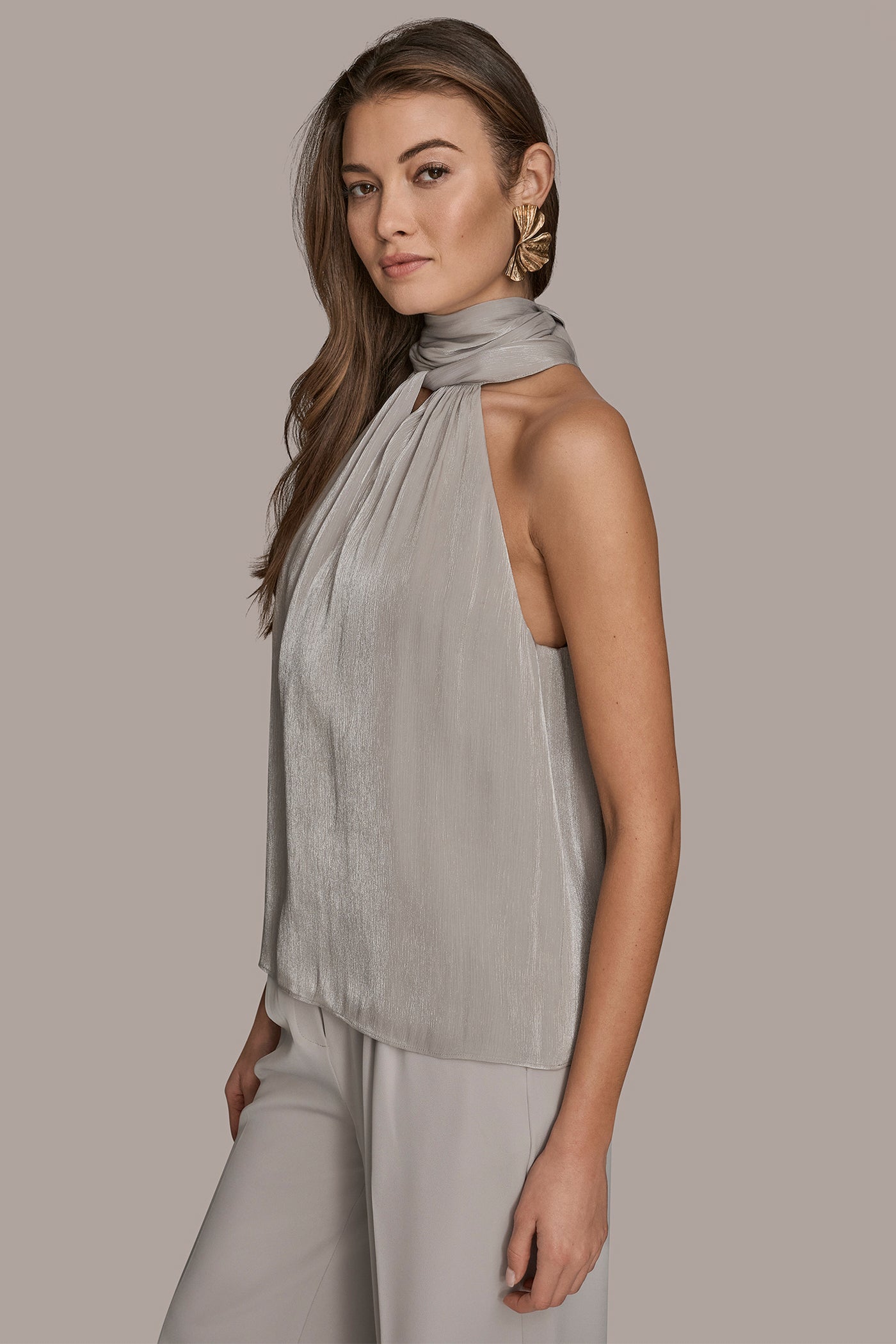 HALTER NECK SLEEVELESS BLOUSE VIEW 3 | Suits and Separates