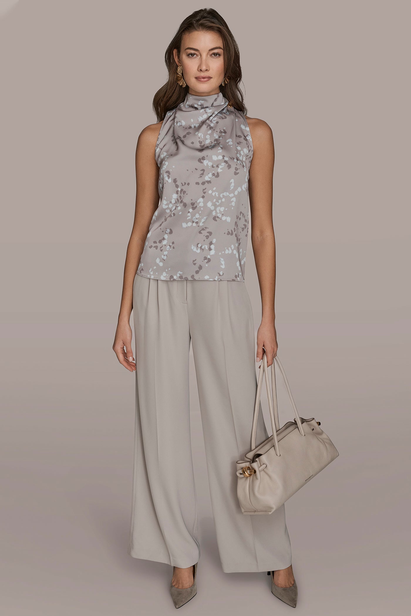 PRINTED MOCK NECK SLEEVELESS BLOUSE VIEW 8 | Tops