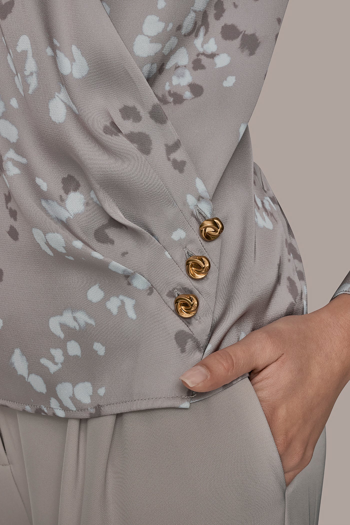 LONG SLEEVE FAUX-WRAP BLOUSE VIEW 5 | Tops