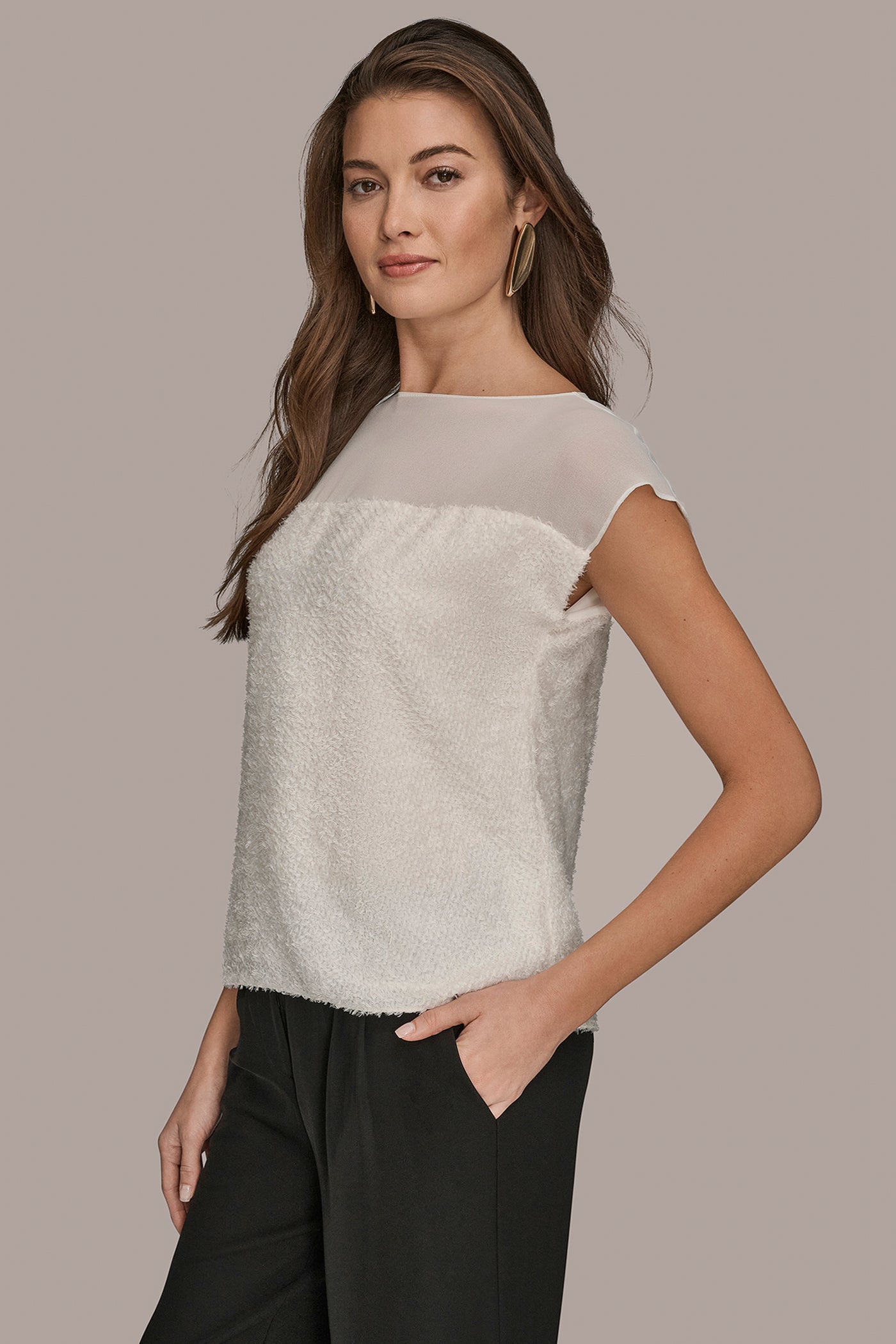 EMBELLISHED SHORT SLEEVE SHEER BLOUSE VIEW 3 | Tops