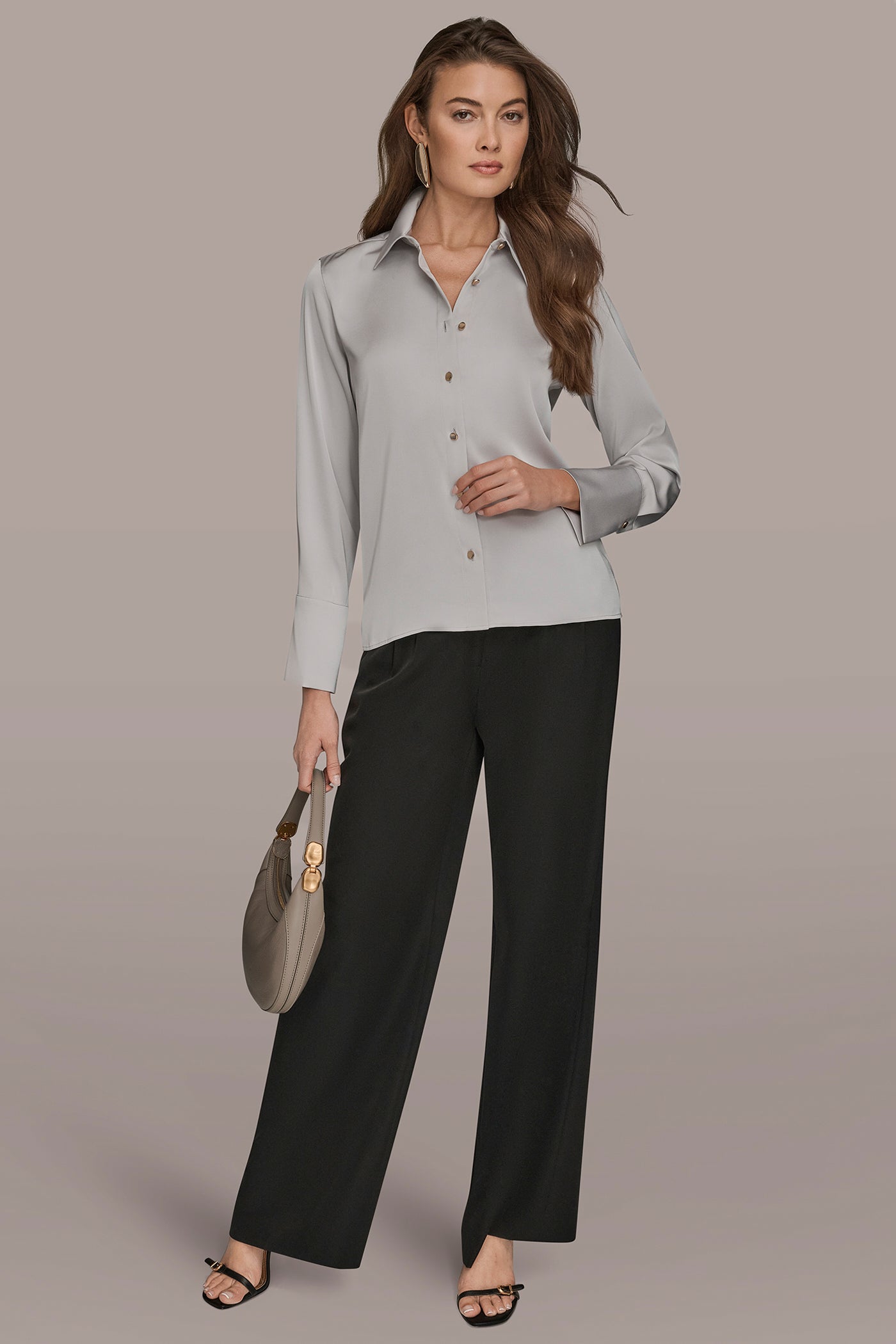 SILK BUTTON DOWN BLOUSE VIEW 4 | Suits and Separates