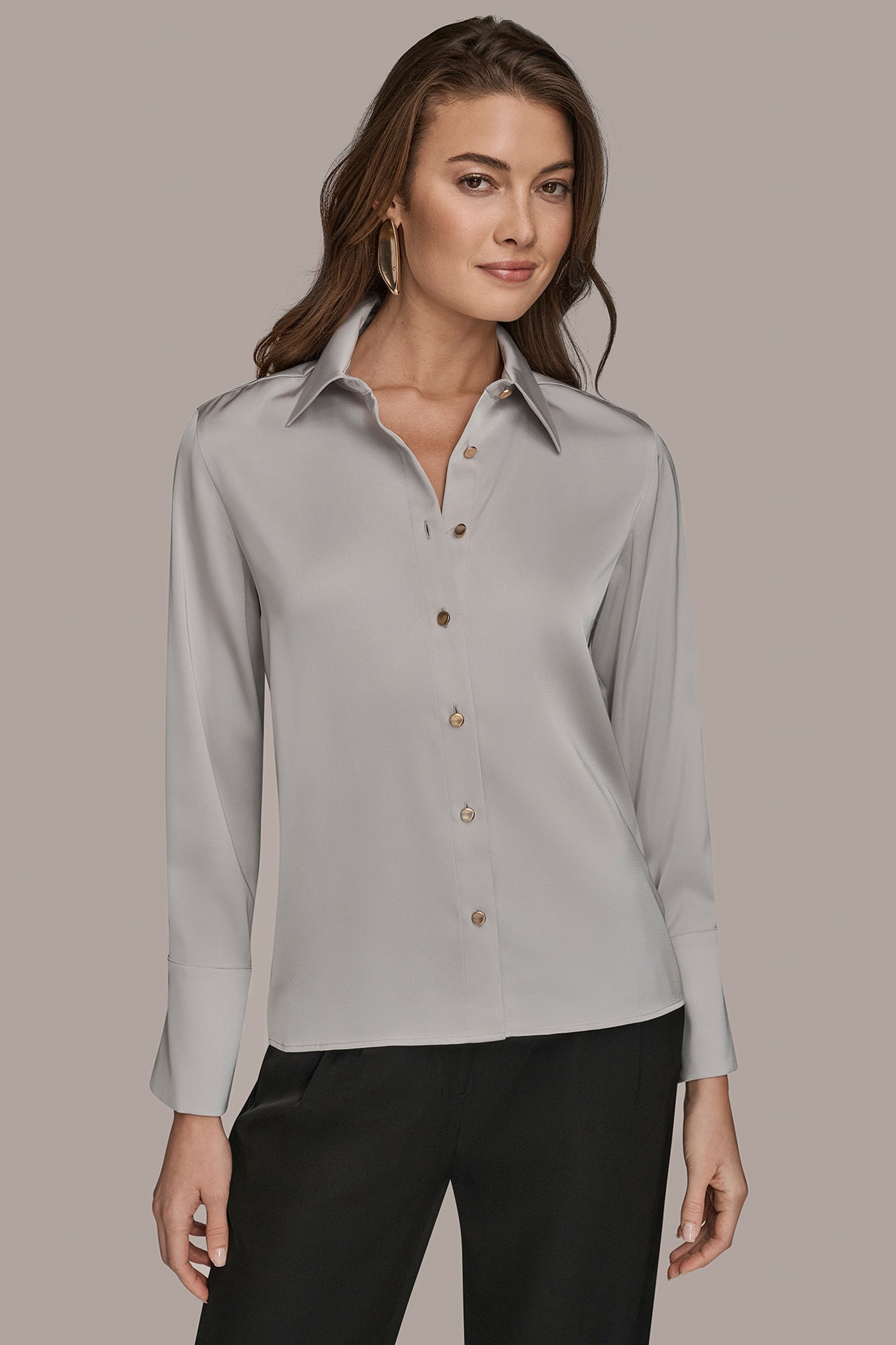 SILK BUTTON DOWN BLOUSE | View 1 | Suits and Separates