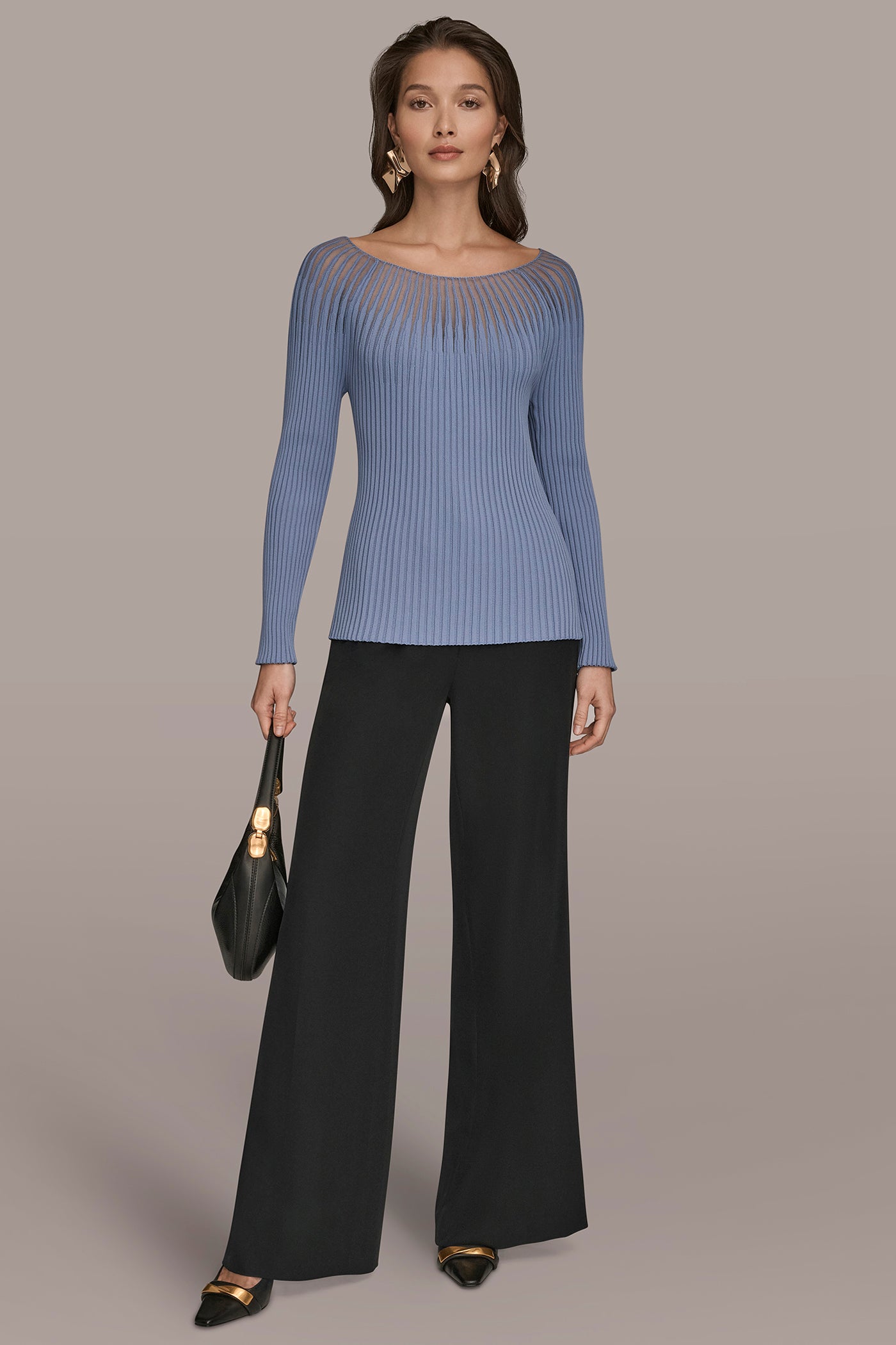 SHEER RIBBED SWEATER VIEW 6 | Sale Tops and Sweaters