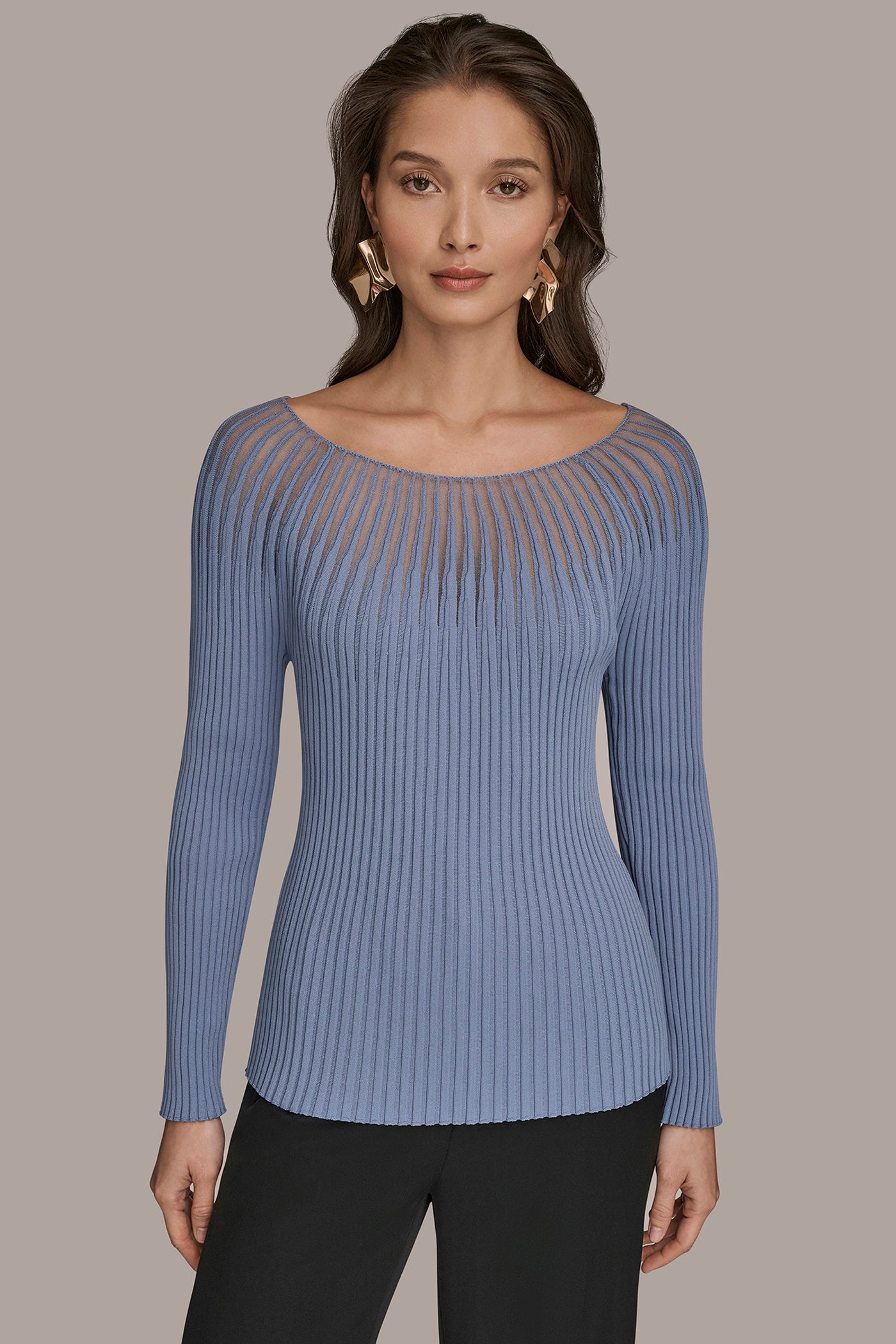 SHEER RIBBED SWEATER | View 1 | Sweaters