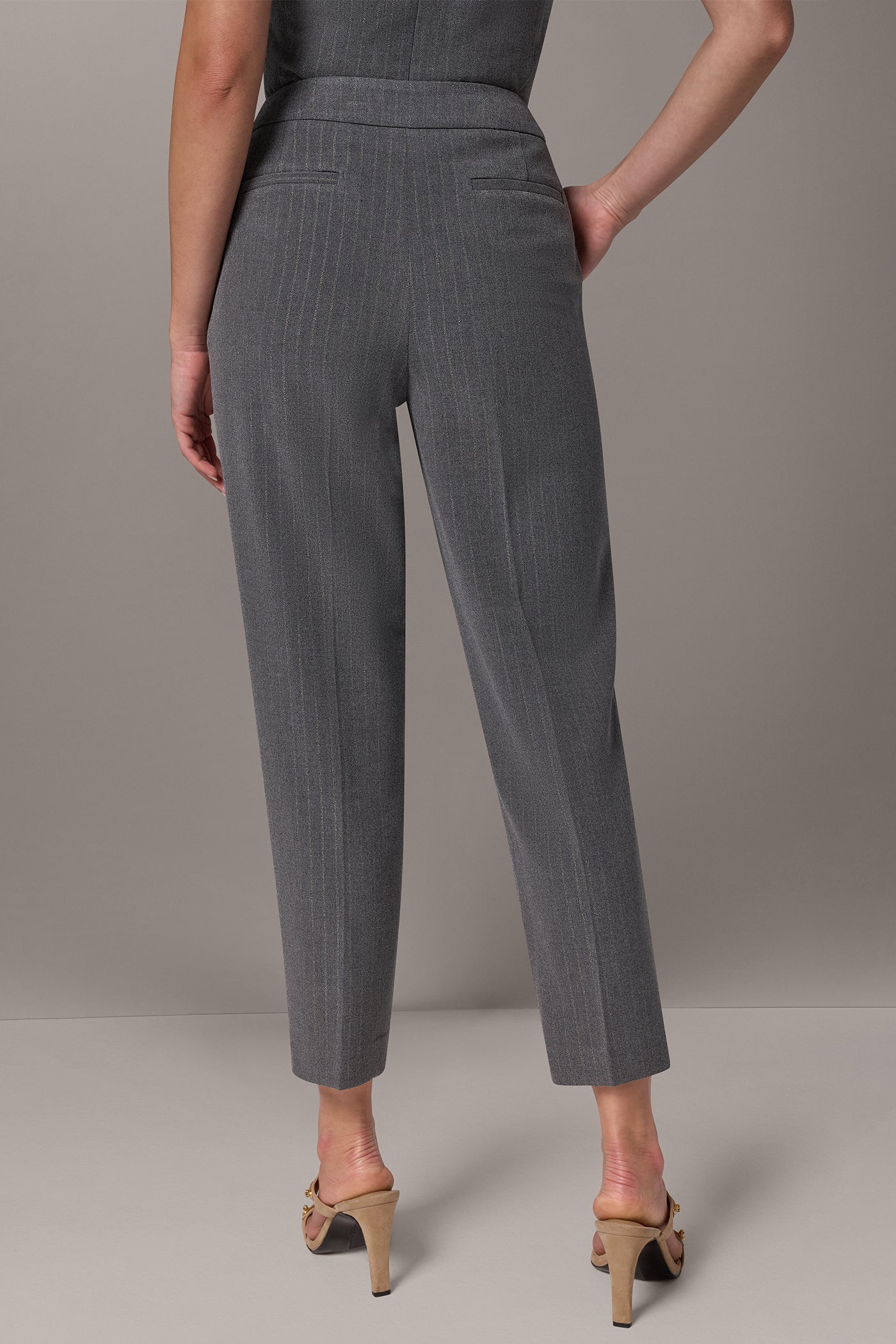 PIN-STRIPE HIGH RISE SLIM ANKLE PANT VIEW 3 | Clothing