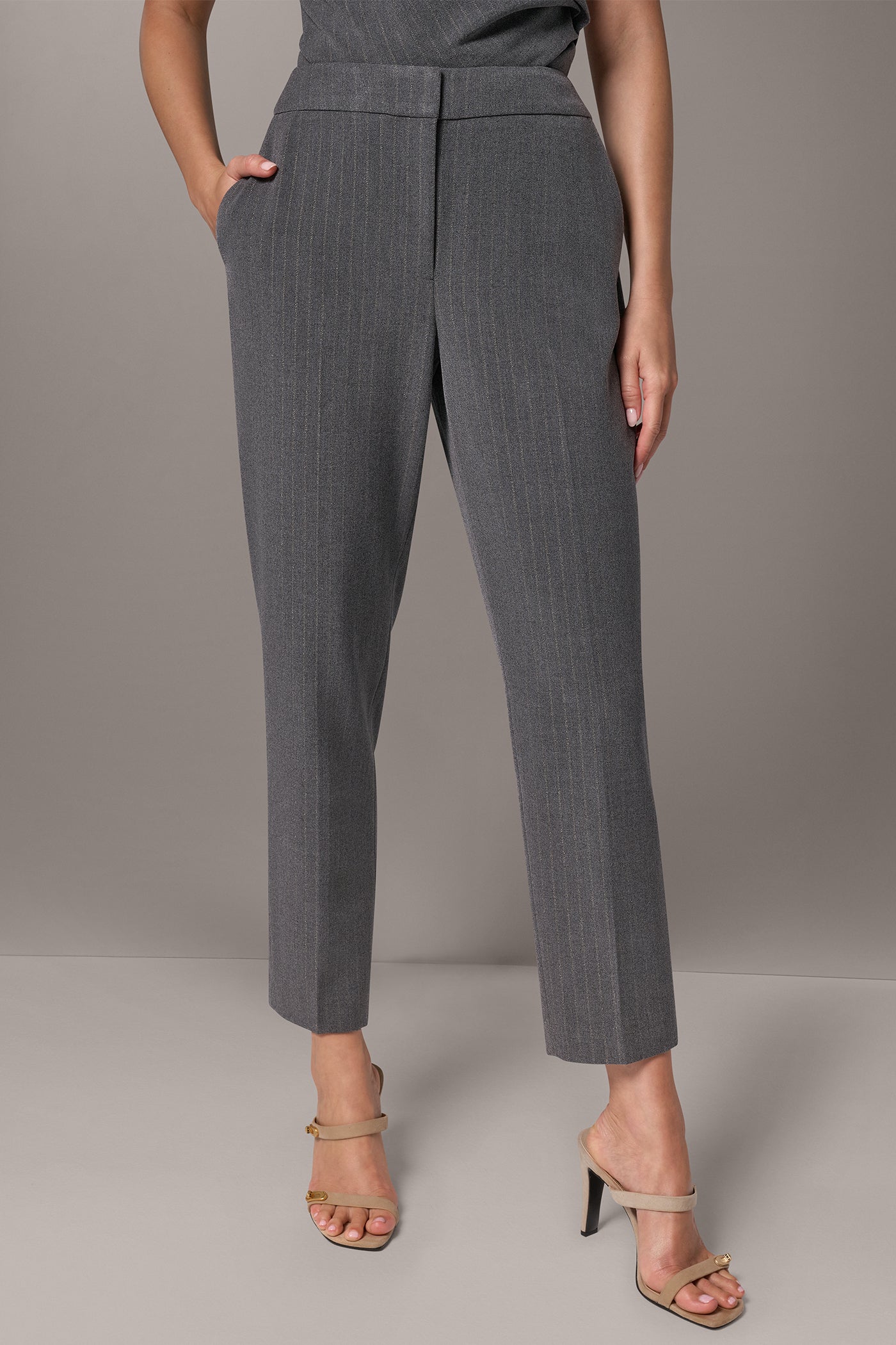 PIN-STRIPE HIGH RISE SLIM ANKLE PANT