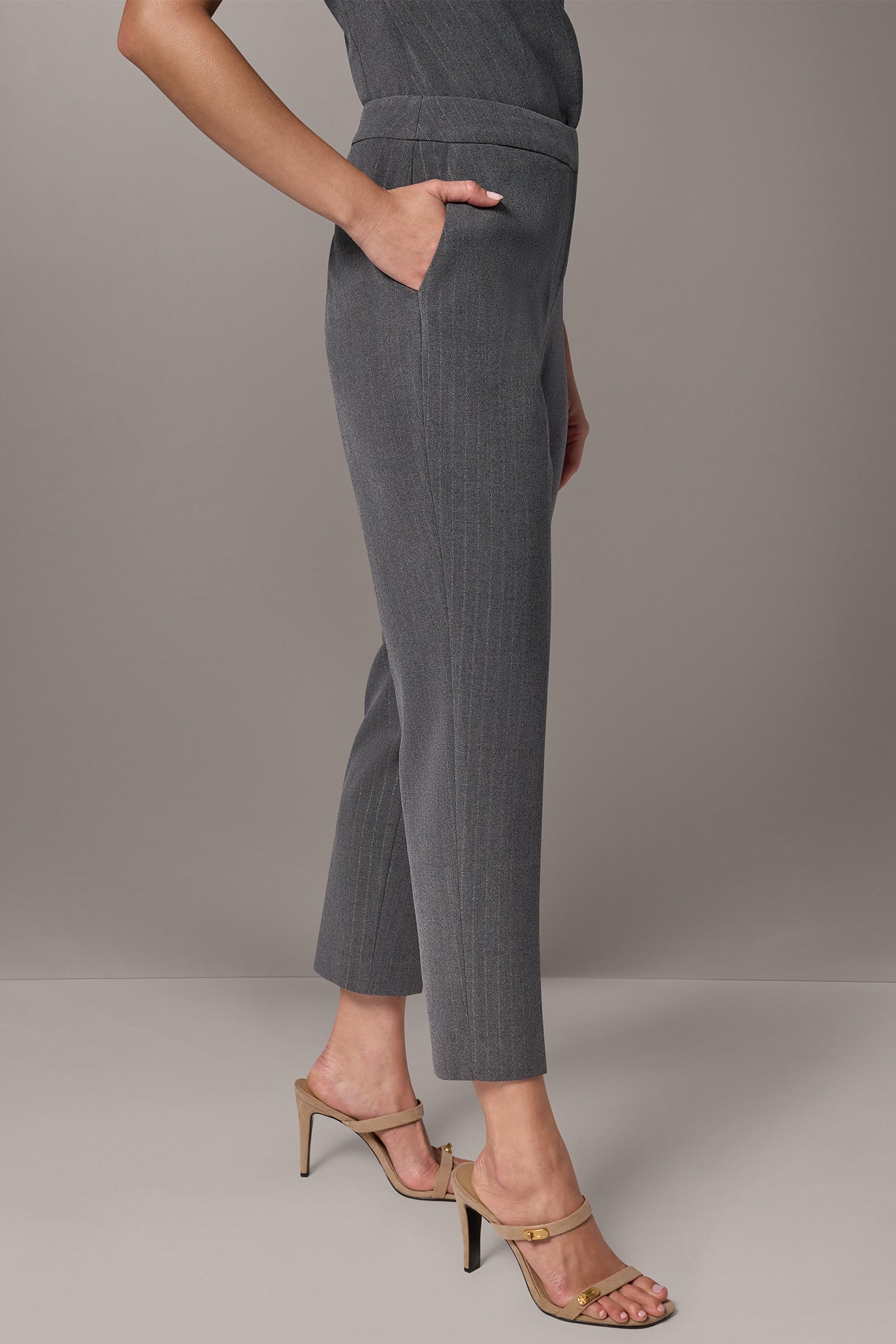 PIN-STRIPE HIGH RISE SLIM ANKLE PANT (alternate view)