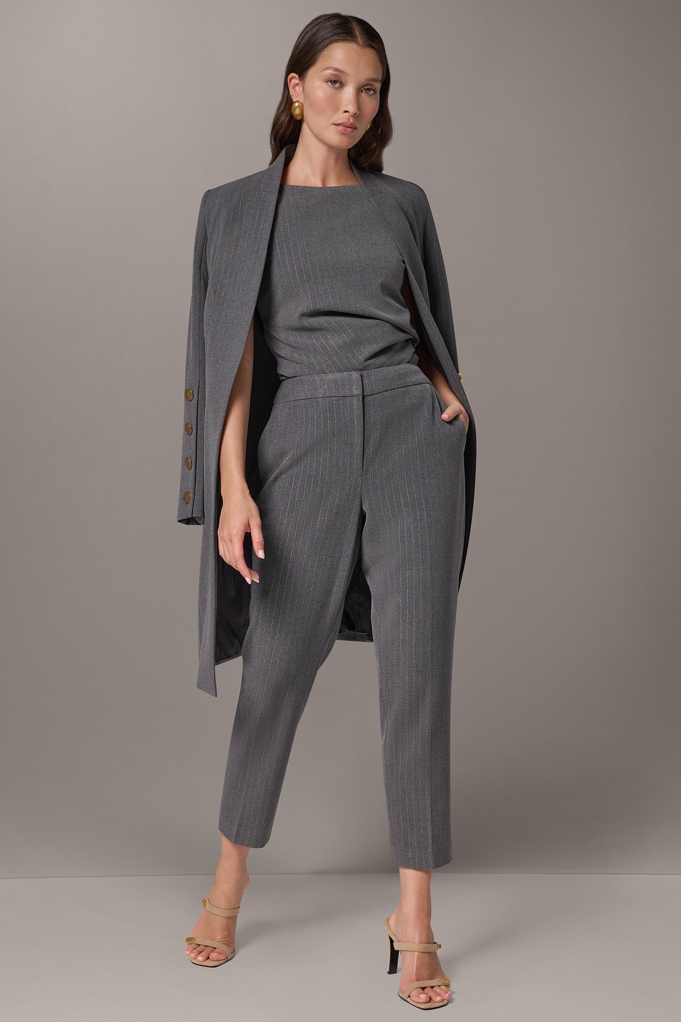 PIN-STRIPE HIGH RISE SLIM ANKLE PANT VIEW 6 | Clothing