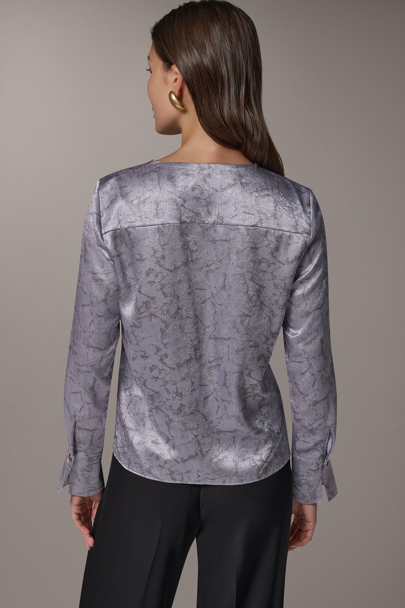 MARBLE SATIN WRAP-EFFECT TOP VIEW 4