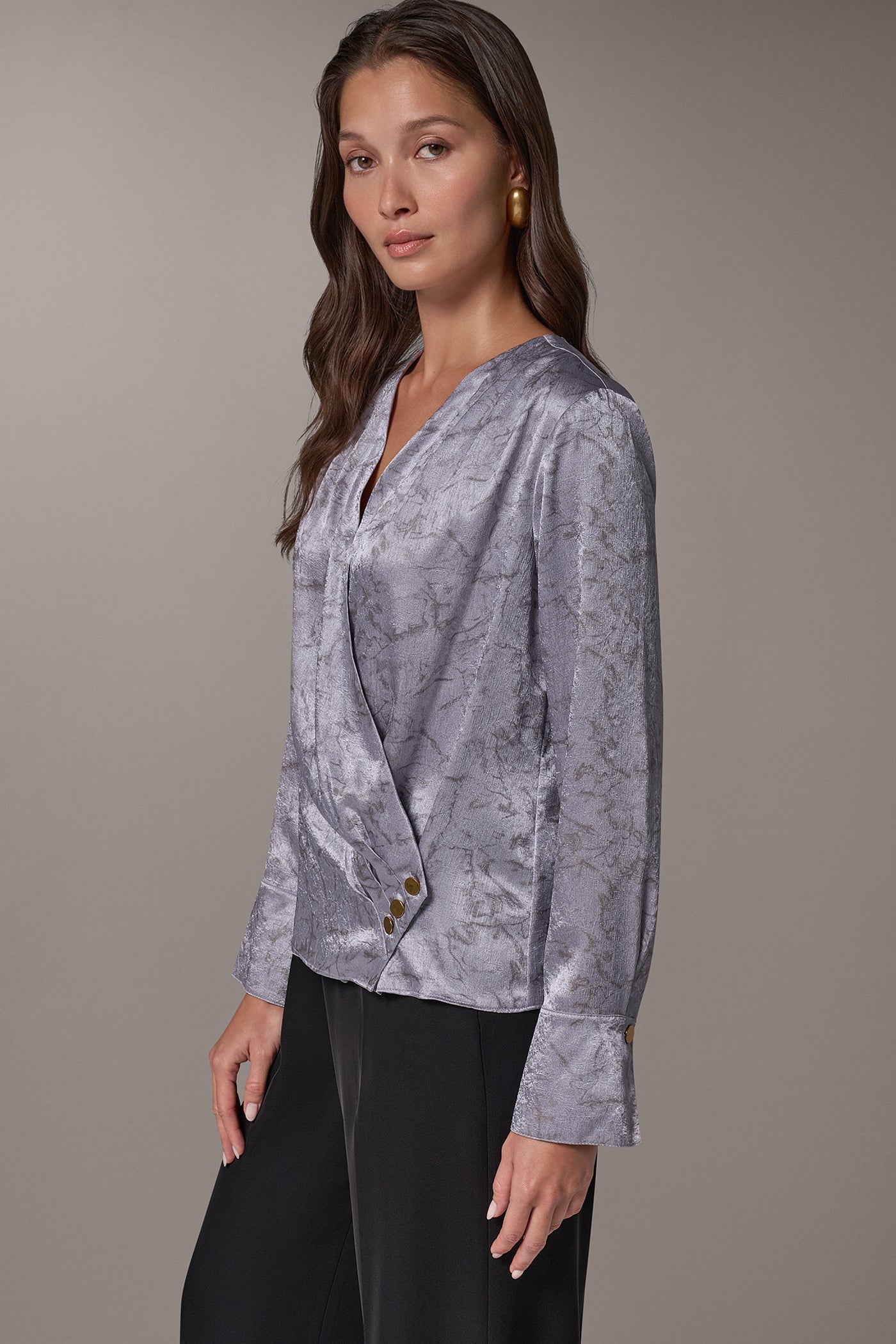 MARBLE SATIN WRAP-EFFECT TOP VIEW 2