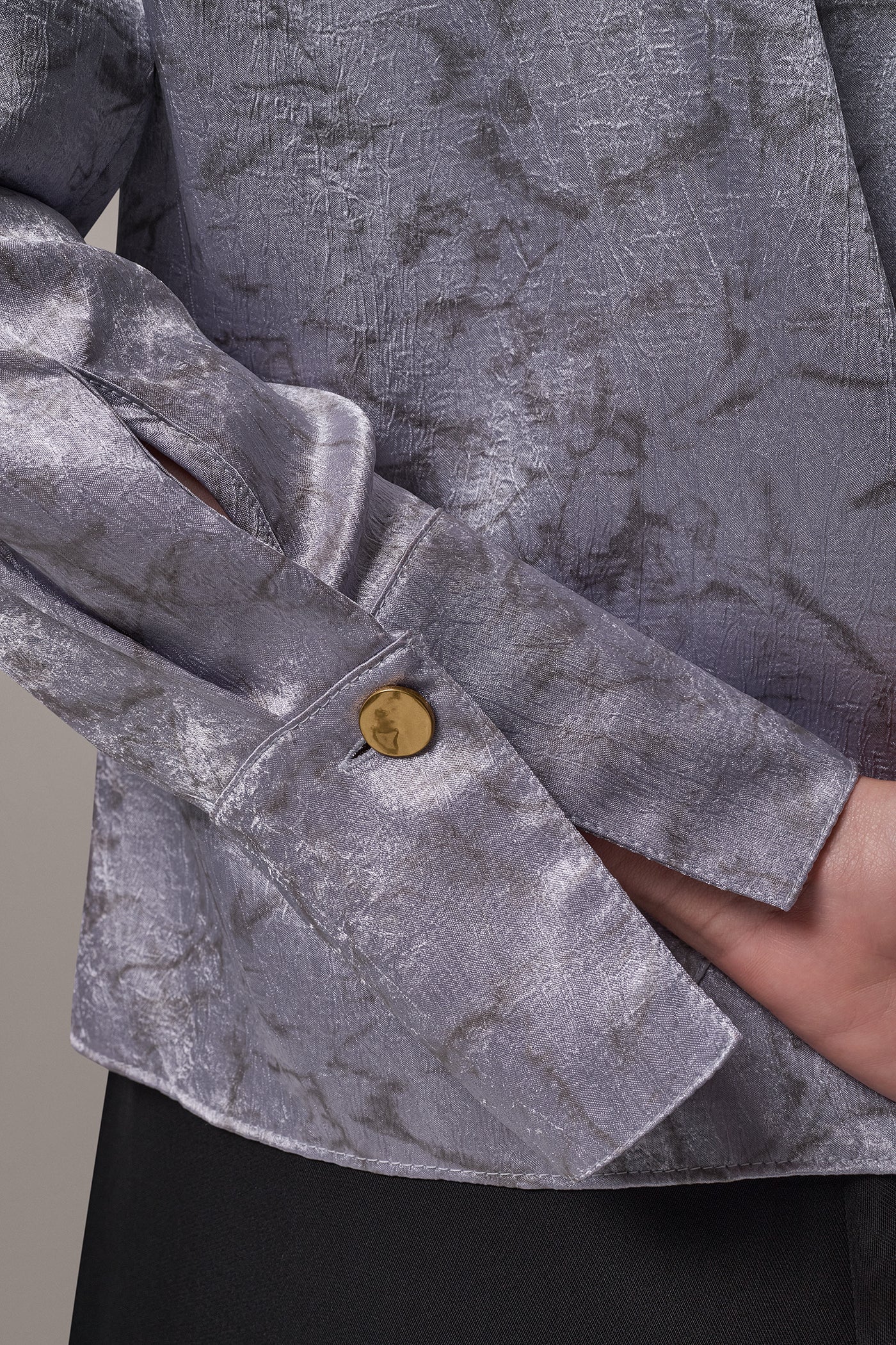 MARBLE SATIN WRAP-EFFECT TOP VIEW 7