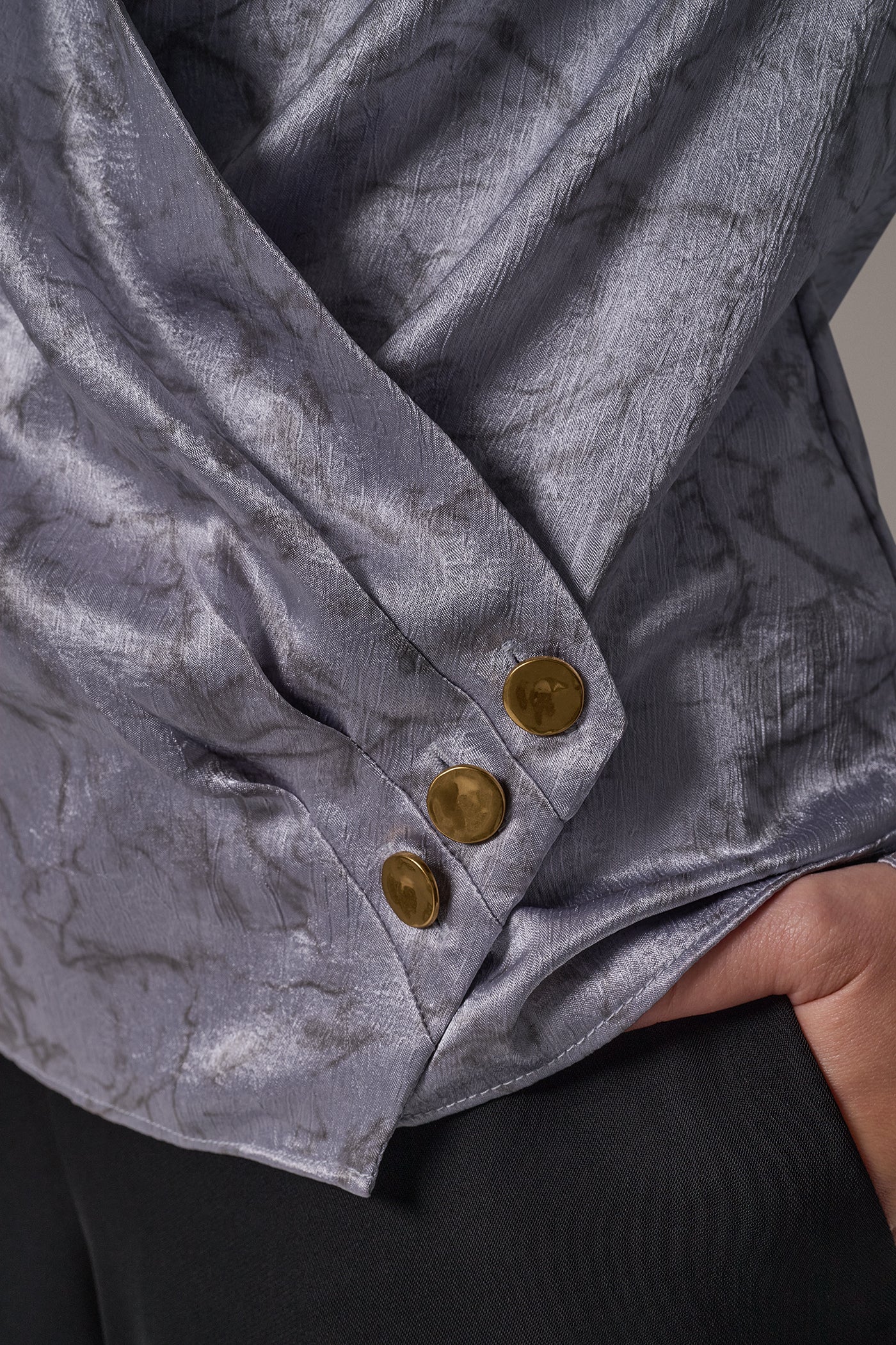 MARBLE SATIN WRAP-EFFECT TOP VIEW 6