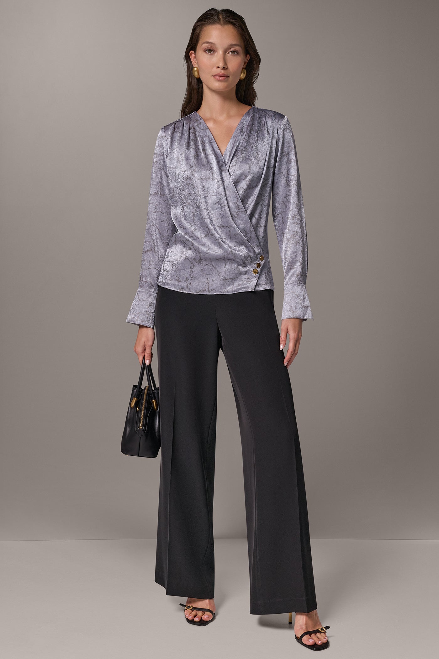 MARBLE SATIN WRAP-EFFECT TOP VIEW 5
