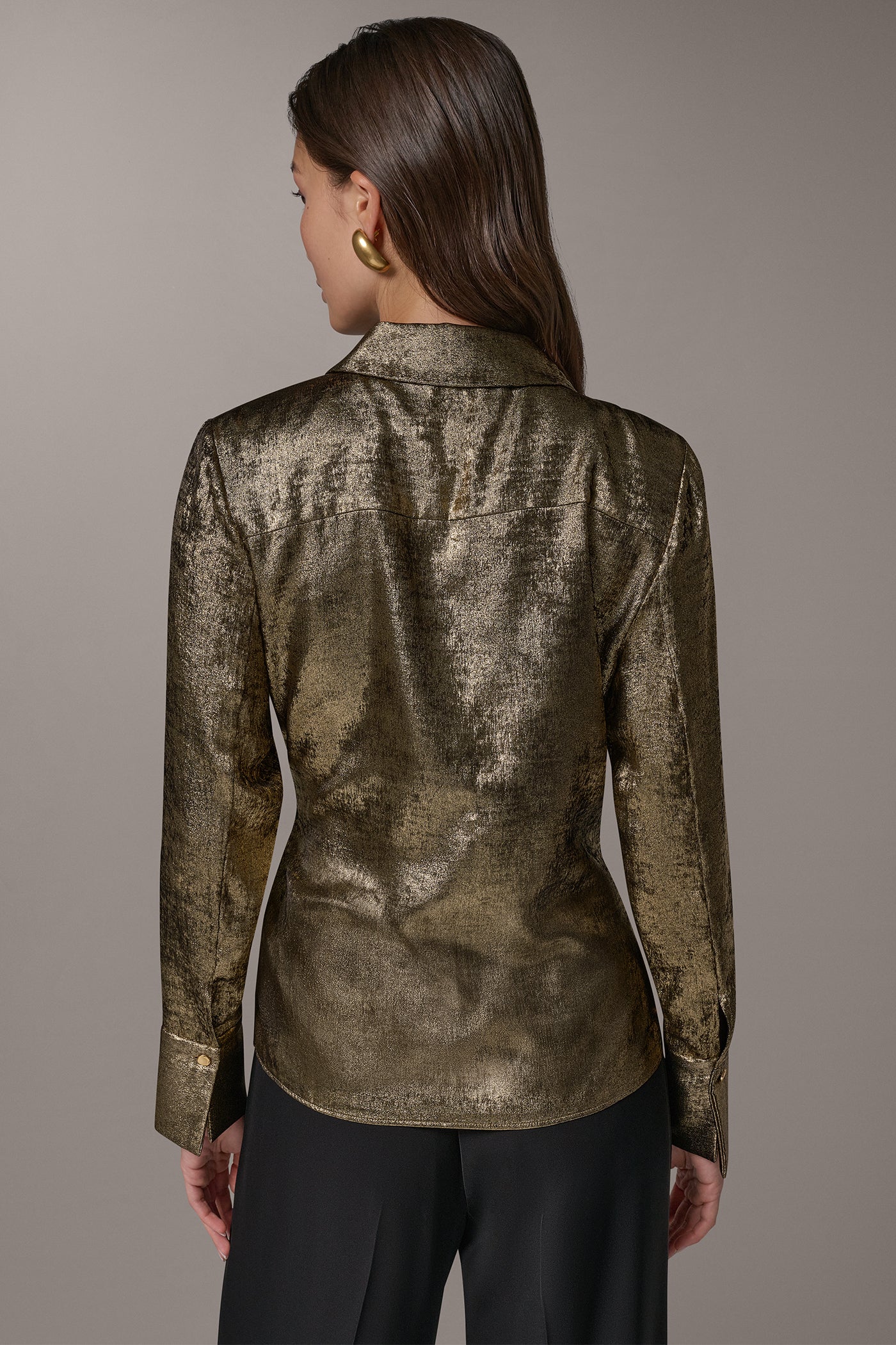METALLIC WRAP-EFFECT BLOUSE VIEW 3 | New Arrivals