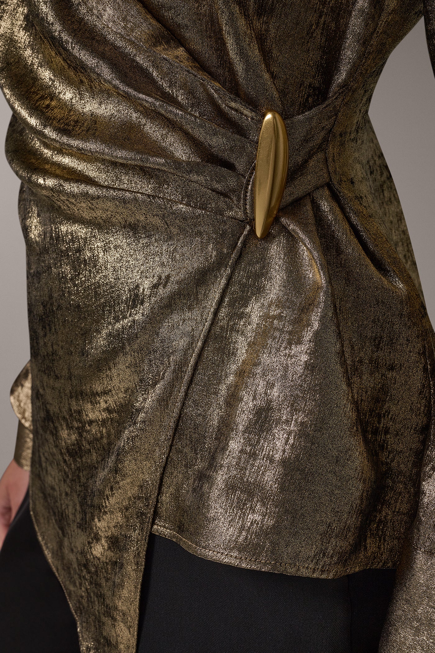 METALLIC WRAP-EFFECT BLOUSE VIEW 4 | New Arrivals
