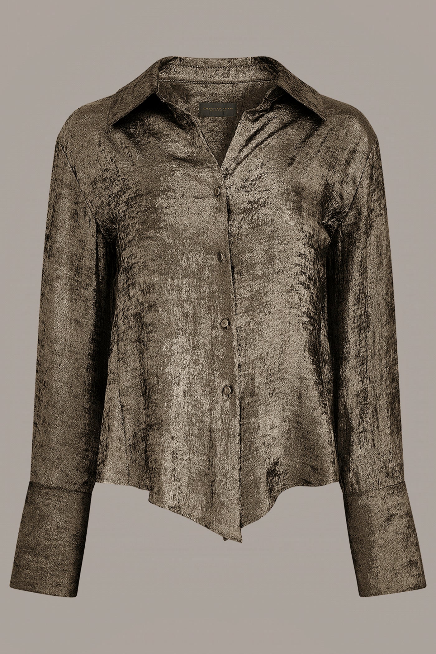 METALLIC V-NECK BUTTON FRONT BLOUSE VIEW 9