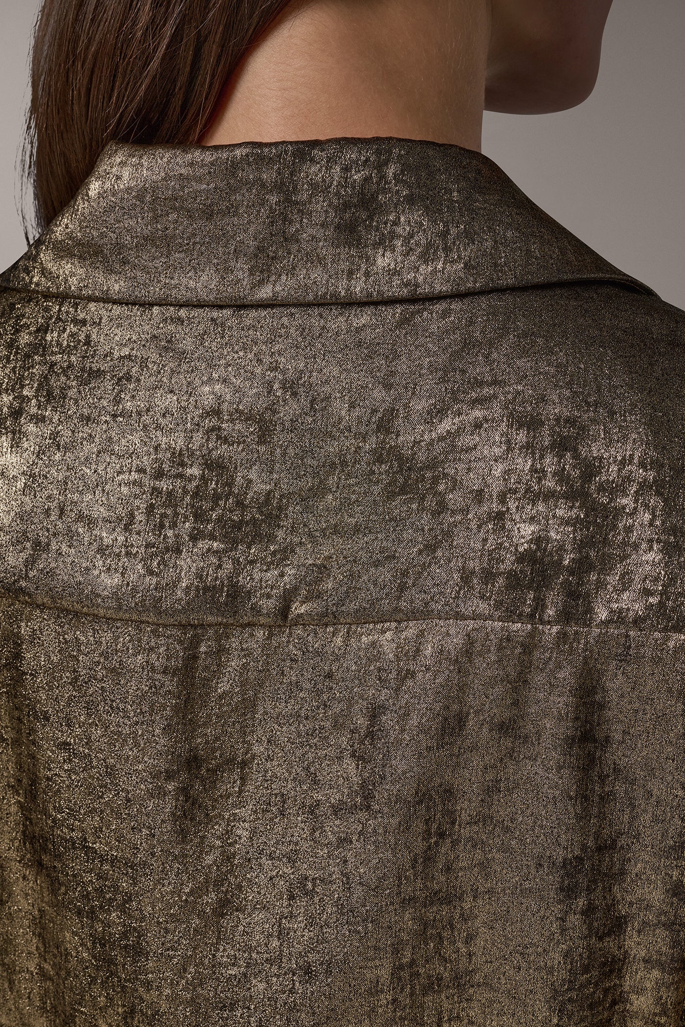 METALLIC V-NECK BUTTON FRONT BLOUSE VIEW 5