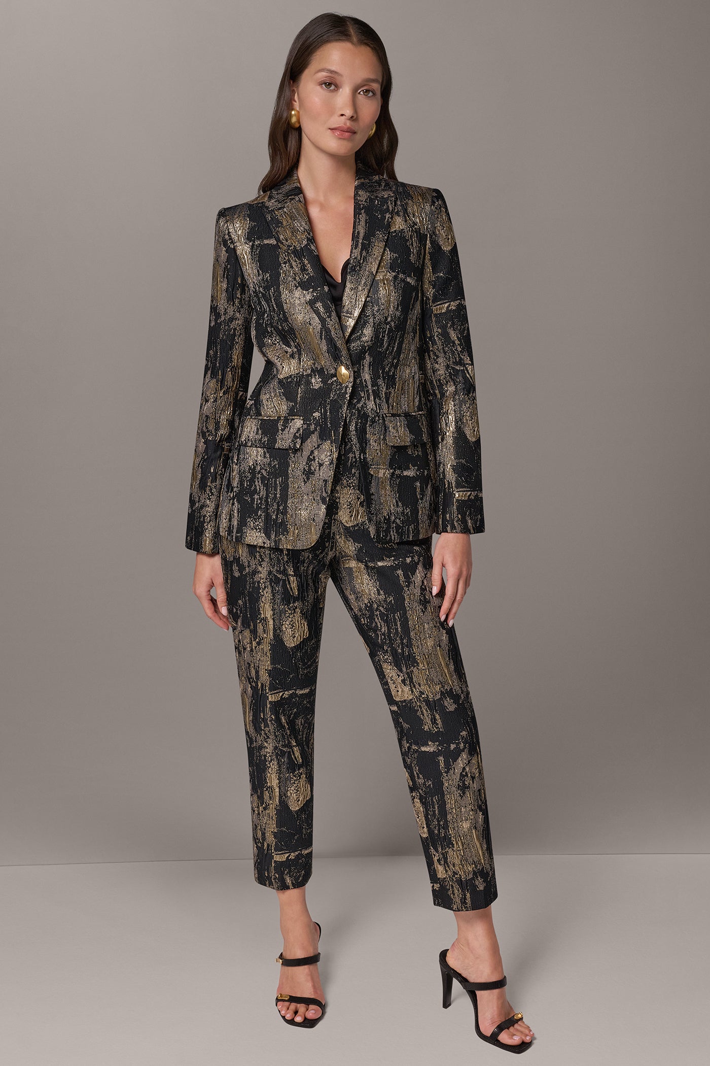 METALLIC ONE-BUTTON BLAZER VIEW 10