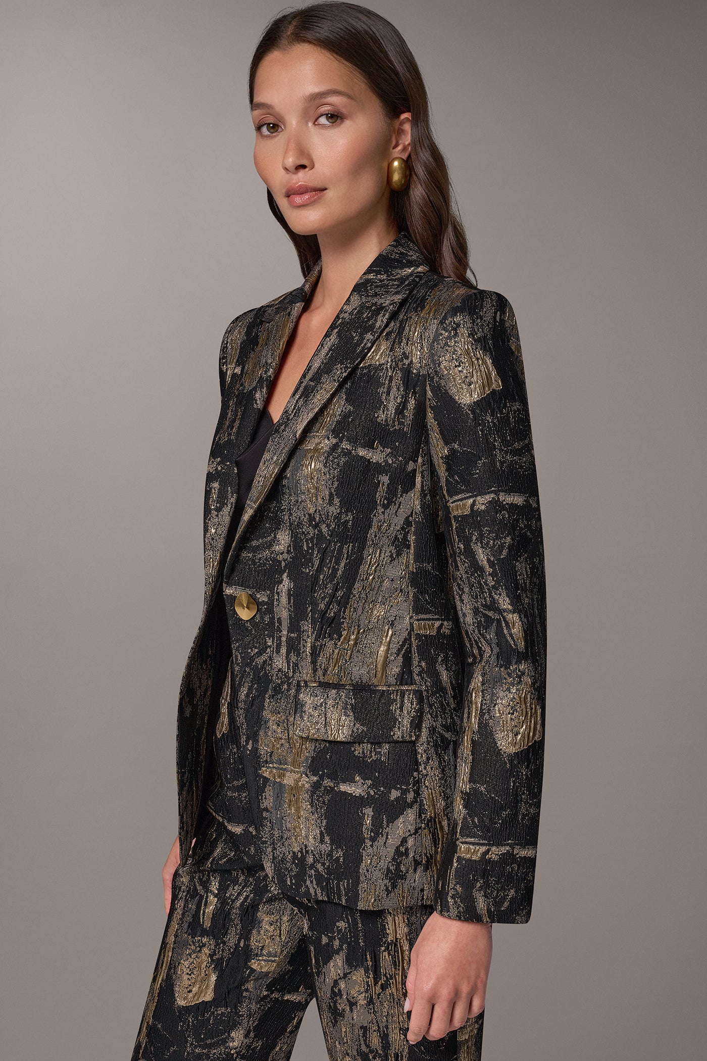 METALLIC ONE-BUTTON BLAZER VIEW 6