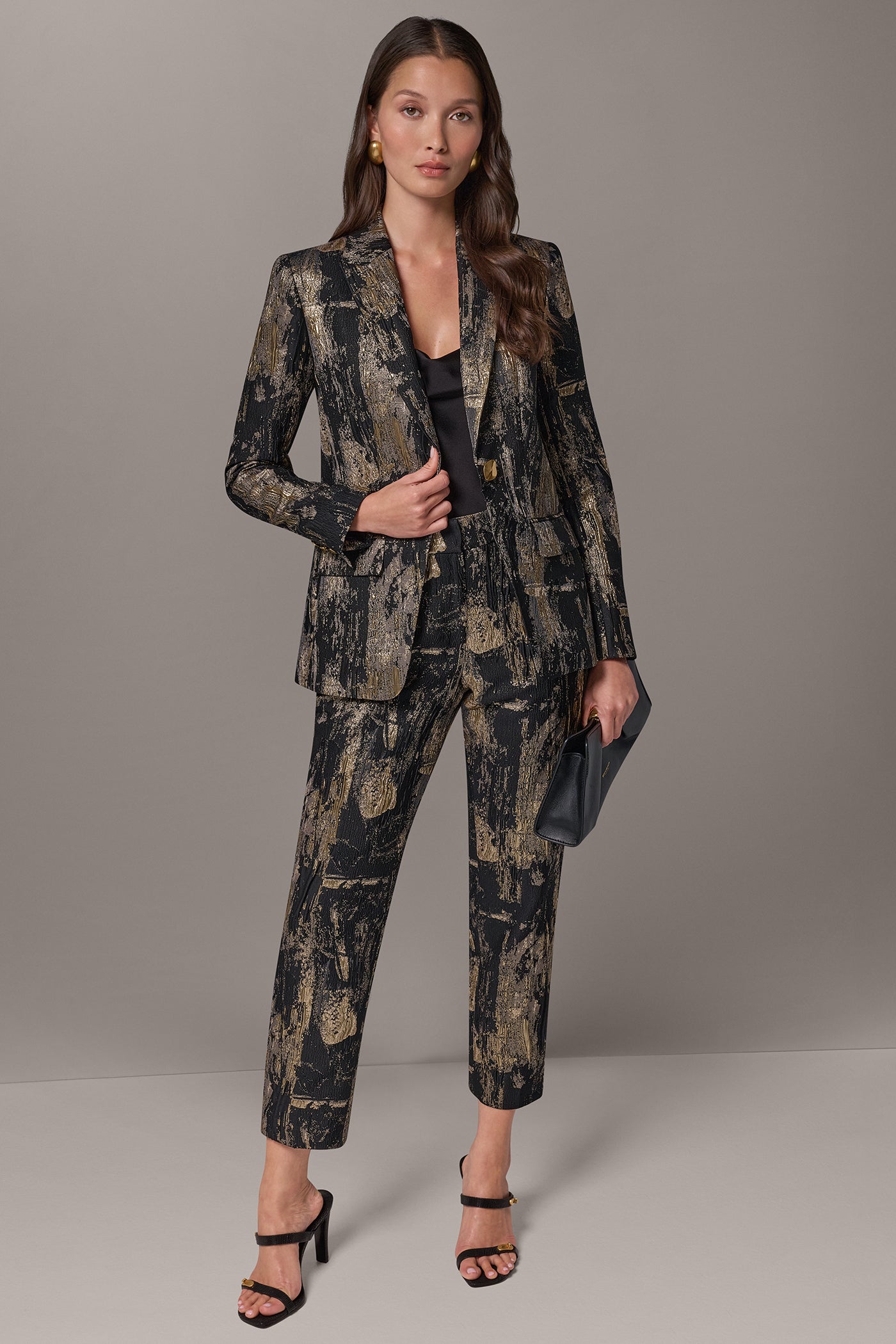 METALLIC ONE-BUTTON BLAZER VIEW 11